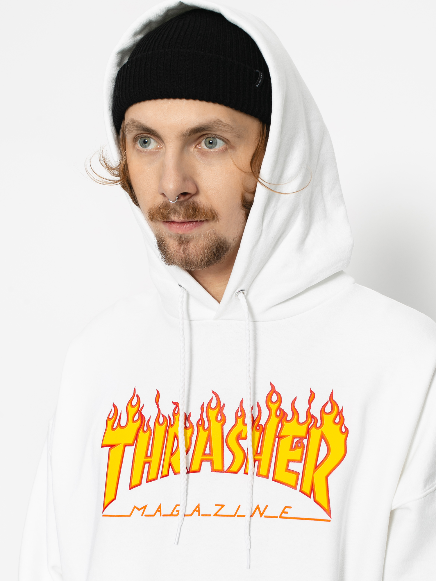 Bluza z kapturem Thrasher Flame HD (white)