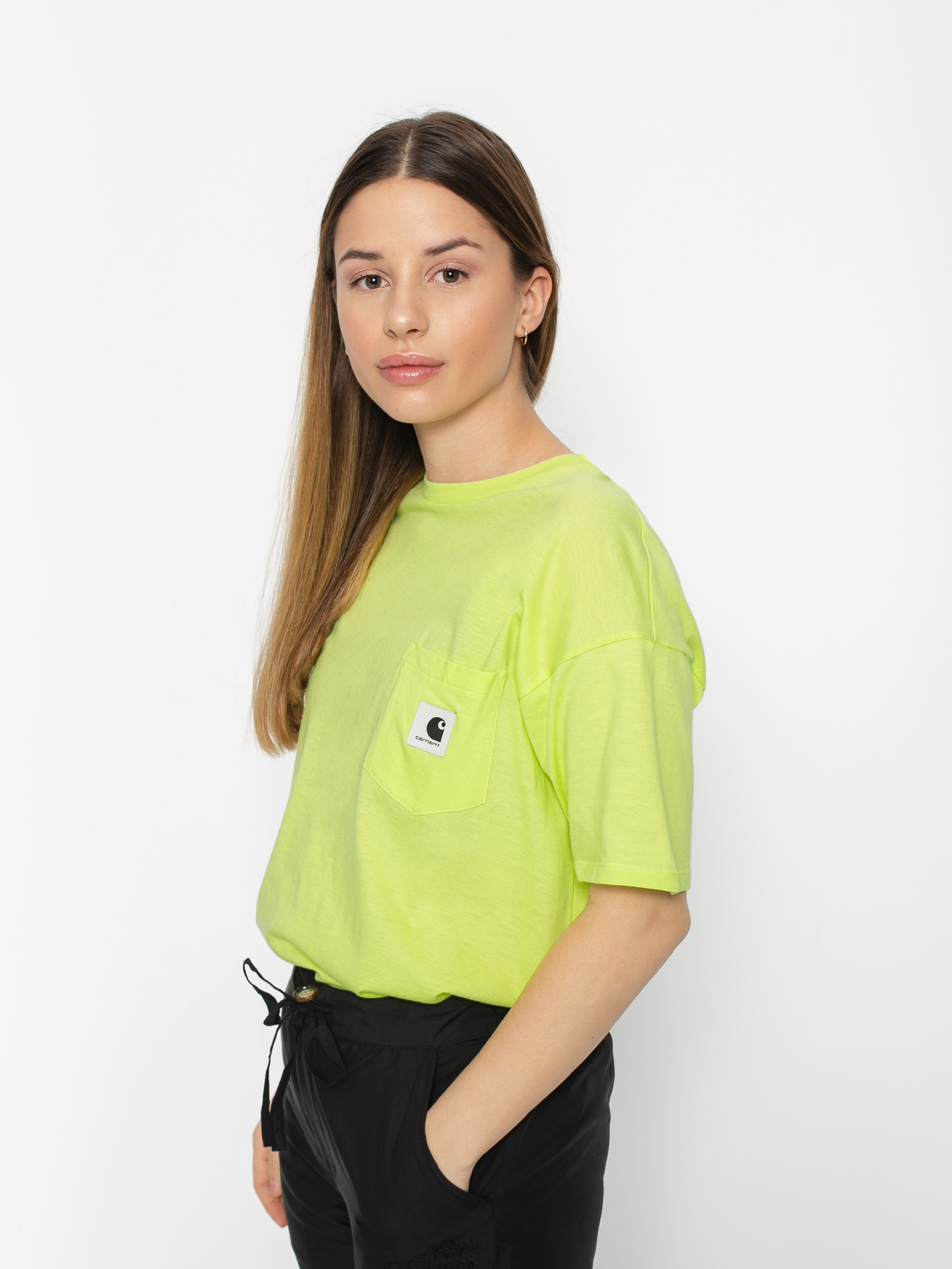 T-shirt Carhartt WIP Carrie Pocket Wmn (lime/ash heather)