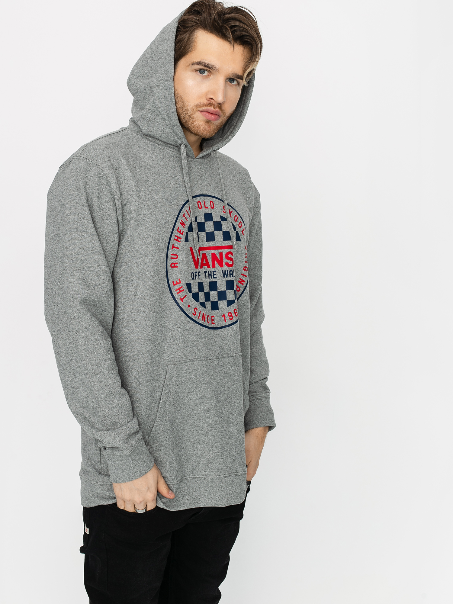 Bluza z kapturem Vans Og Checker HD (cement heather)