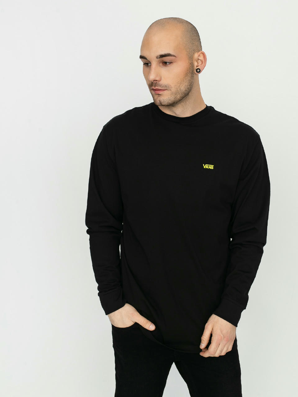 Longsleeve Vans Left Chest Hit (black/sulphur spring)