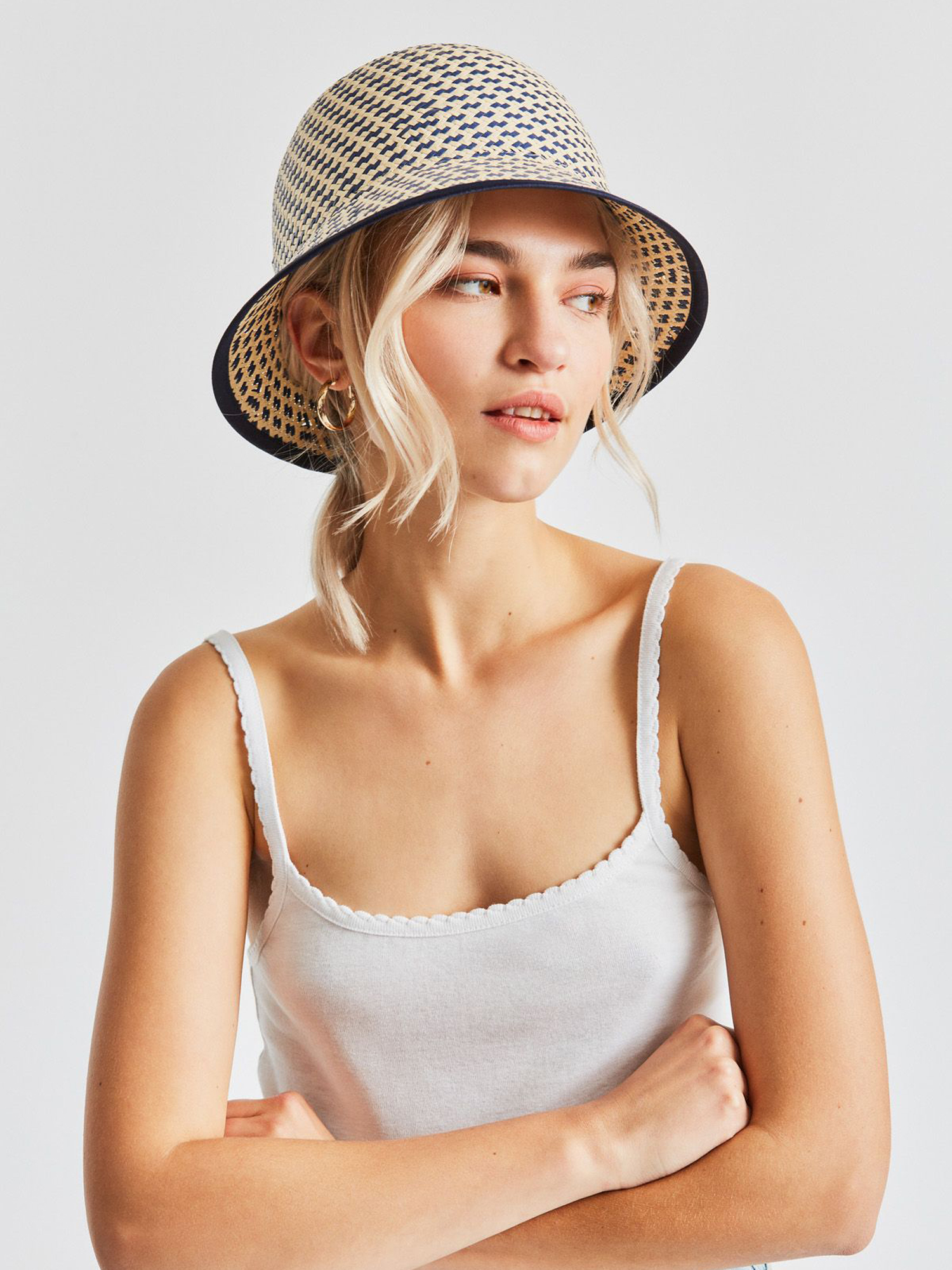 Kapelusz Brixton Essex Straw II Bucket Hat Wmn (navy/tan)