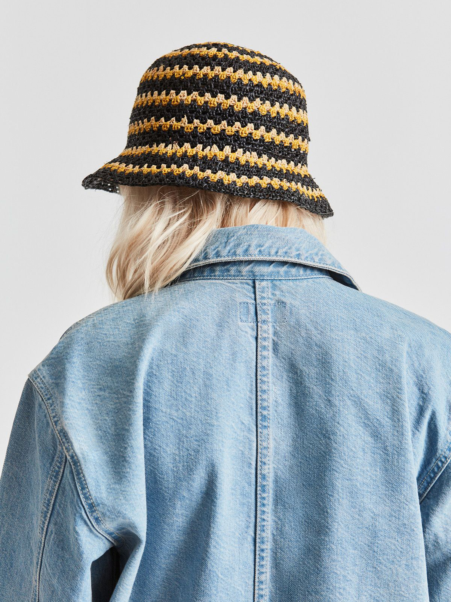 Kapelusz Brixton Essex Raffia Bucket Hat Wmn (black/white/sunset)