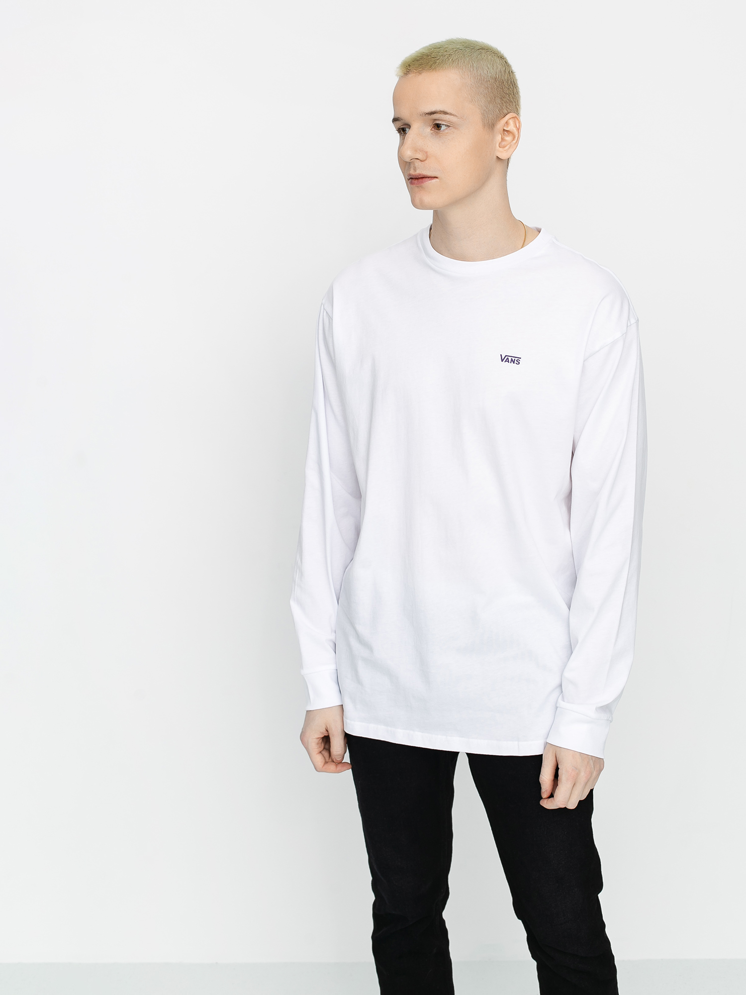 Longsleeve Vans Left Chest Hit (white/heliotrope)