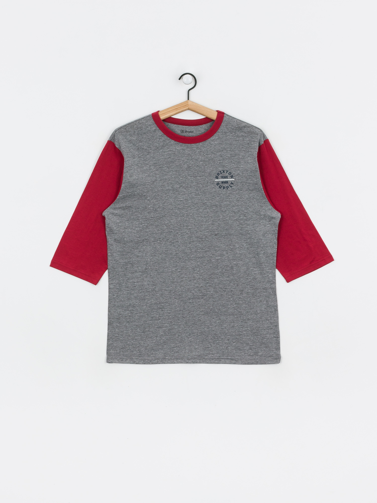T-shirt Brixton Oath V 3/4 Slv (heather grey/lava red)