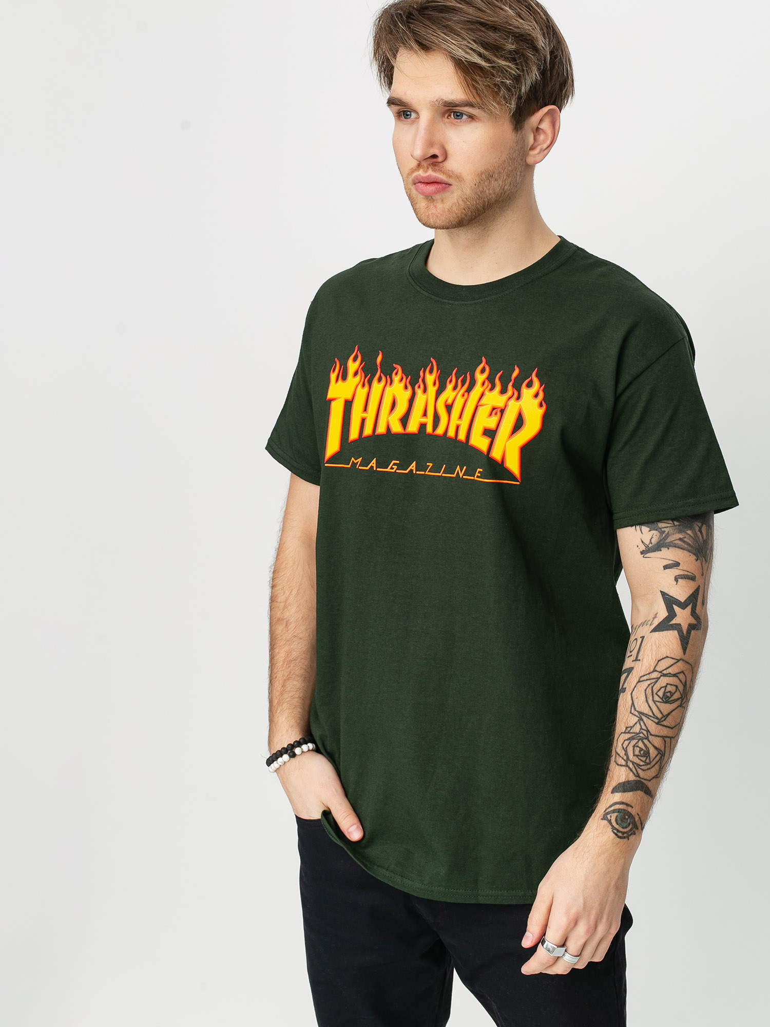 T-shirt Thrasher Flame Logo (forest green)