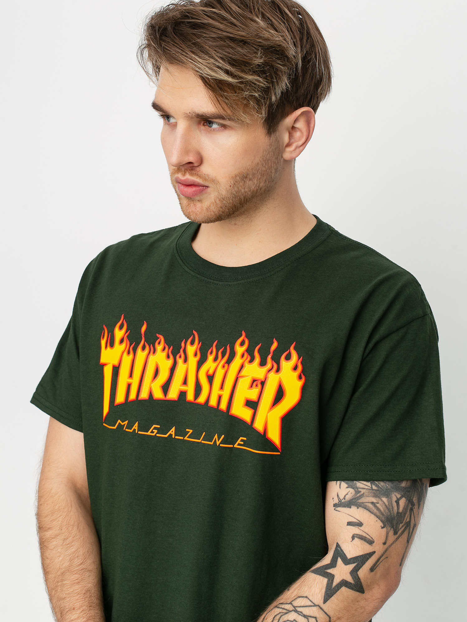 T-shirt Thrasher Flame Logo (forest green)