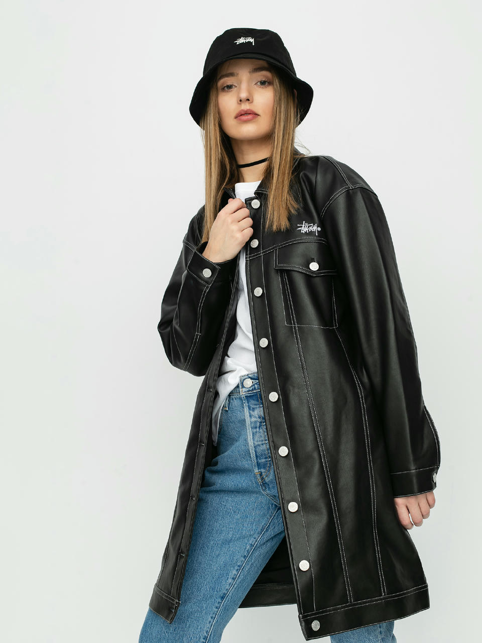 Kurtka Stussy PU Trucker Wmn (black)