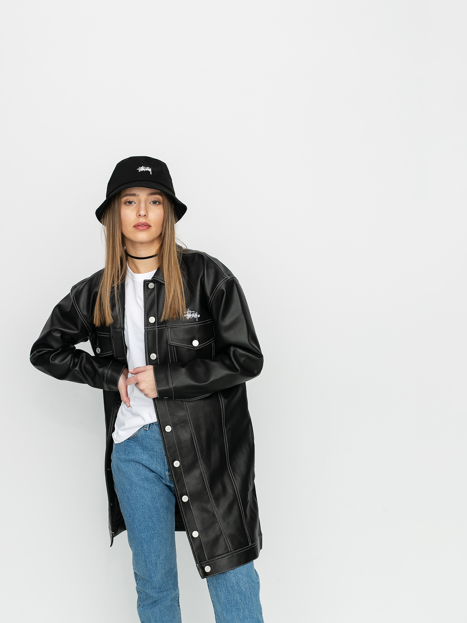 Kurtka Stussy PU Trucker Wmn (black)