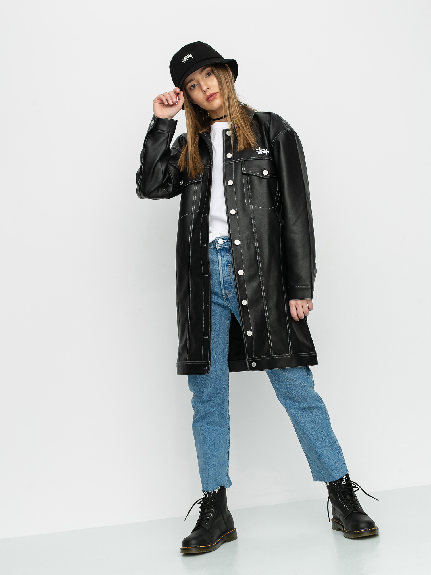 Kurtka Stussy PU Trucker Wmn (black)