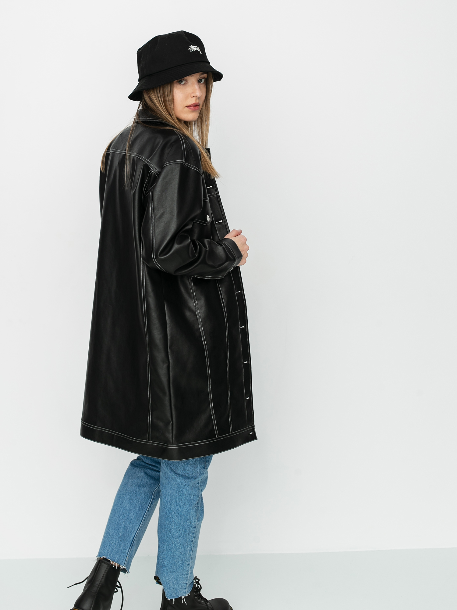 Kurtka Stussy PU Trucker Wmn (black)