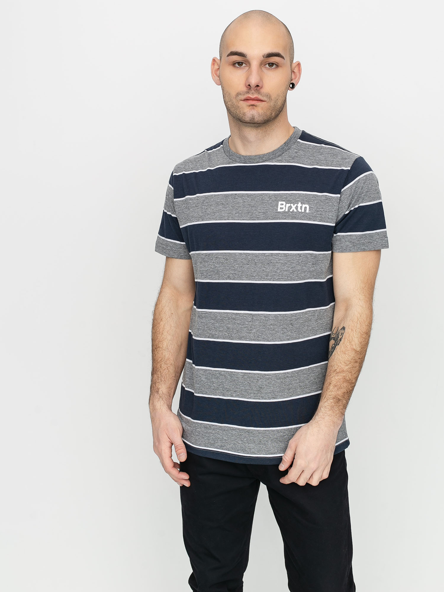 T-shirt Brixton Hilt Print (heather grey/washed navy)
