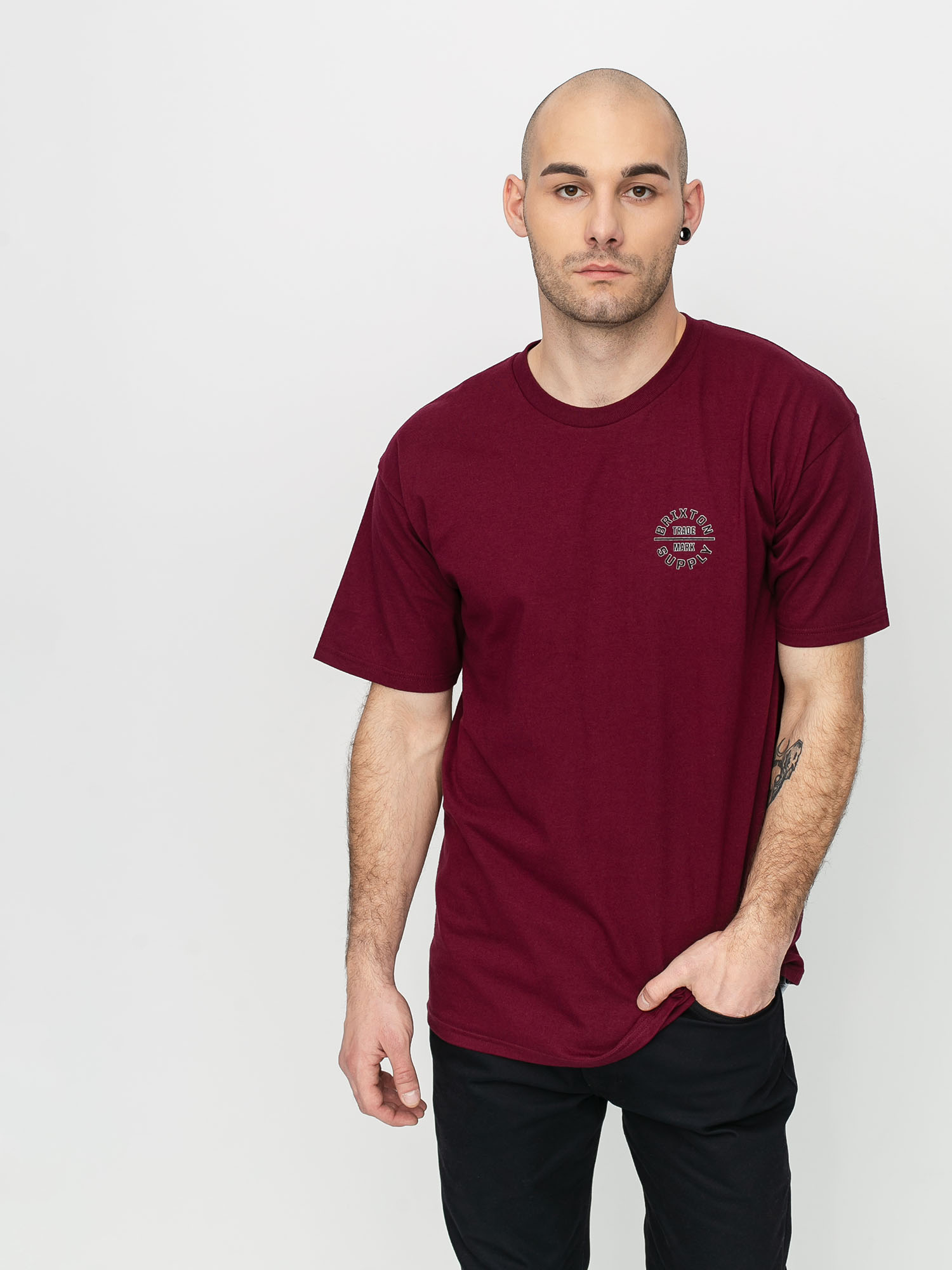 T-shirt Brixton Oath V Stt (burgundy/black)