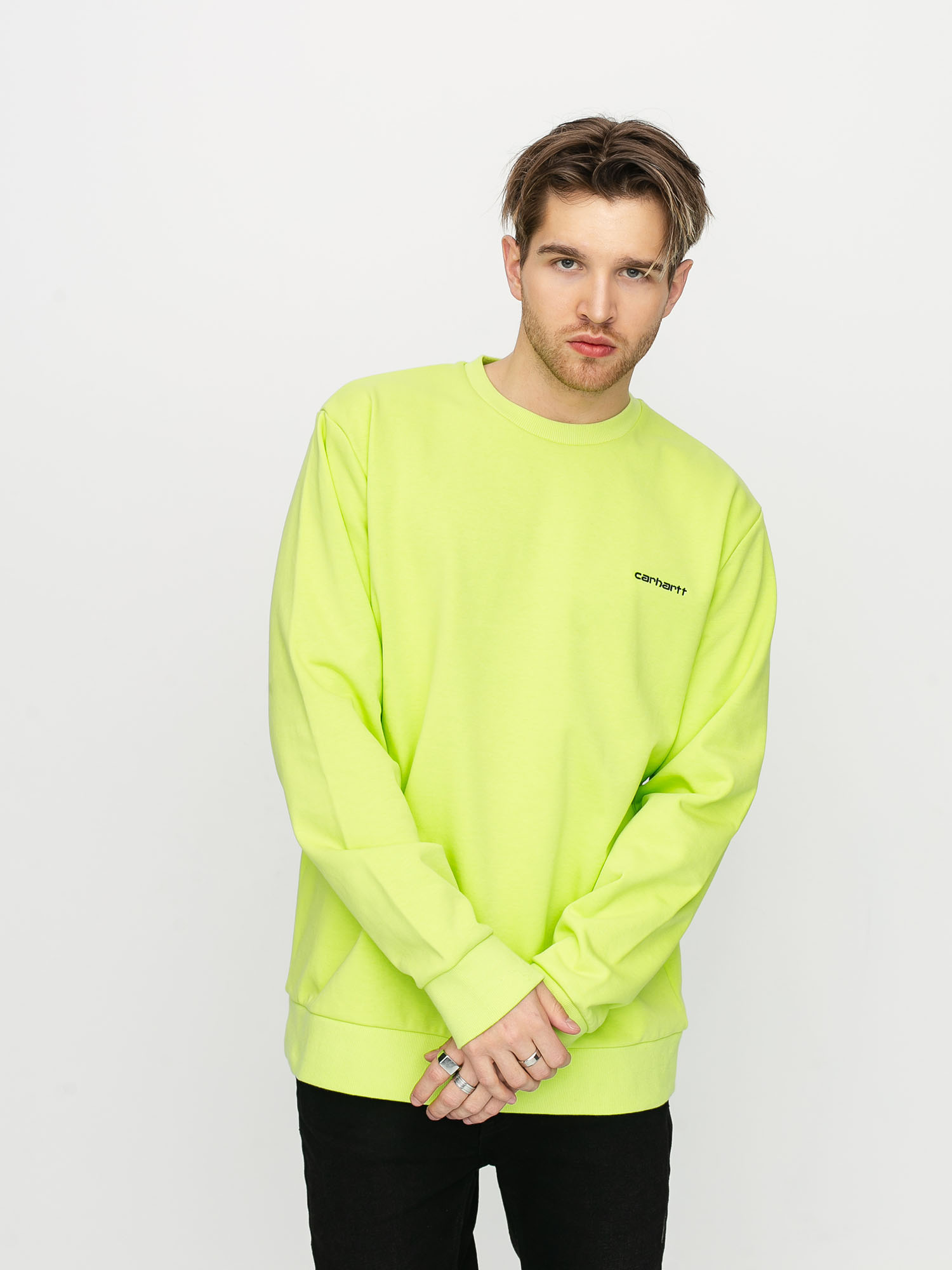 Bluza Carhartt WIP Script Embroidery (lime/black)