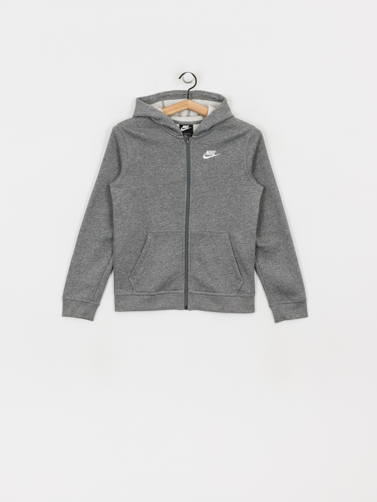 Bluza z kapturem Nike Club JR ZHD (carbon heather/smoke grey/white)