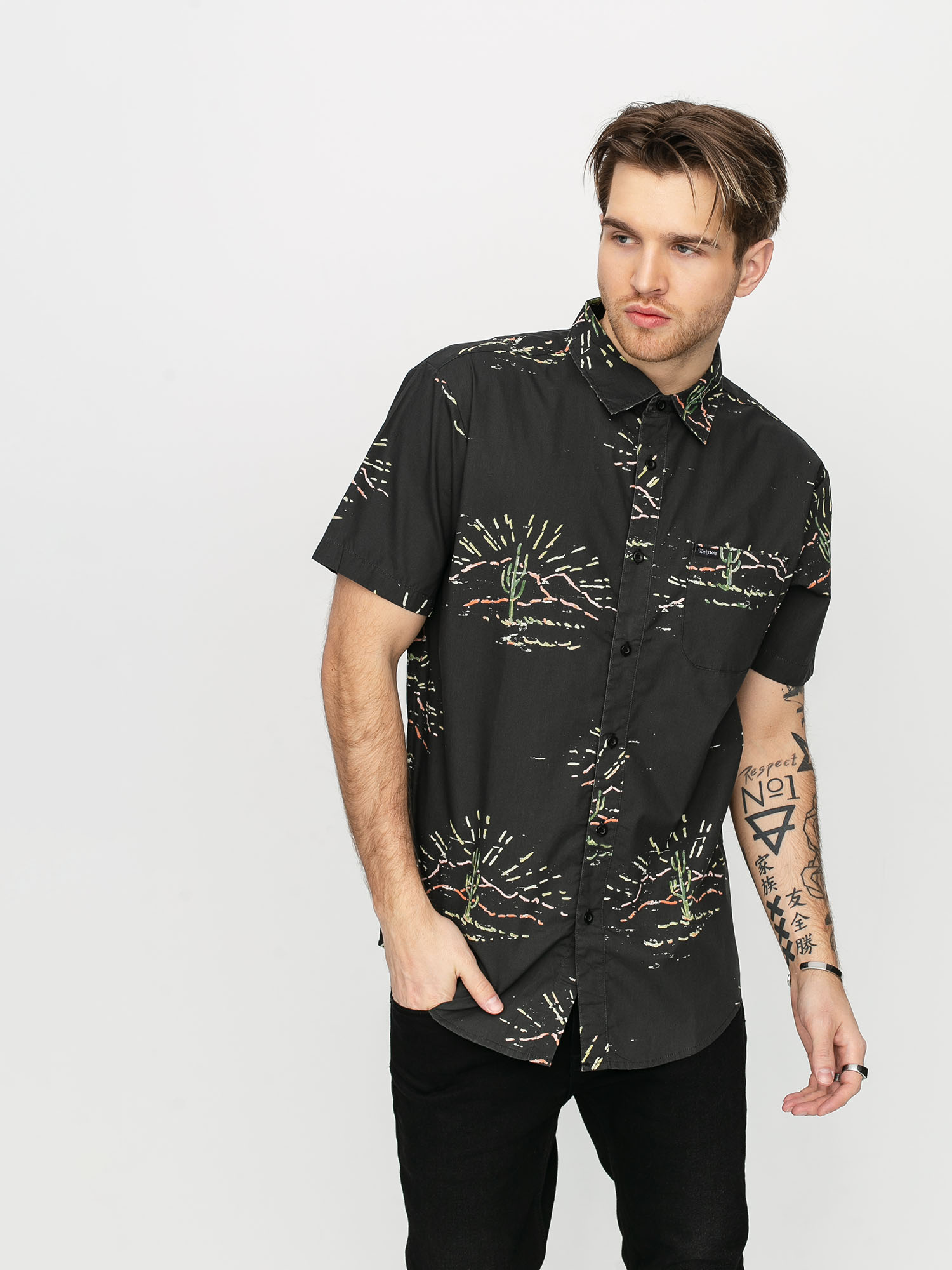 Koszula Brixton Charter Print Wvn (washed black)