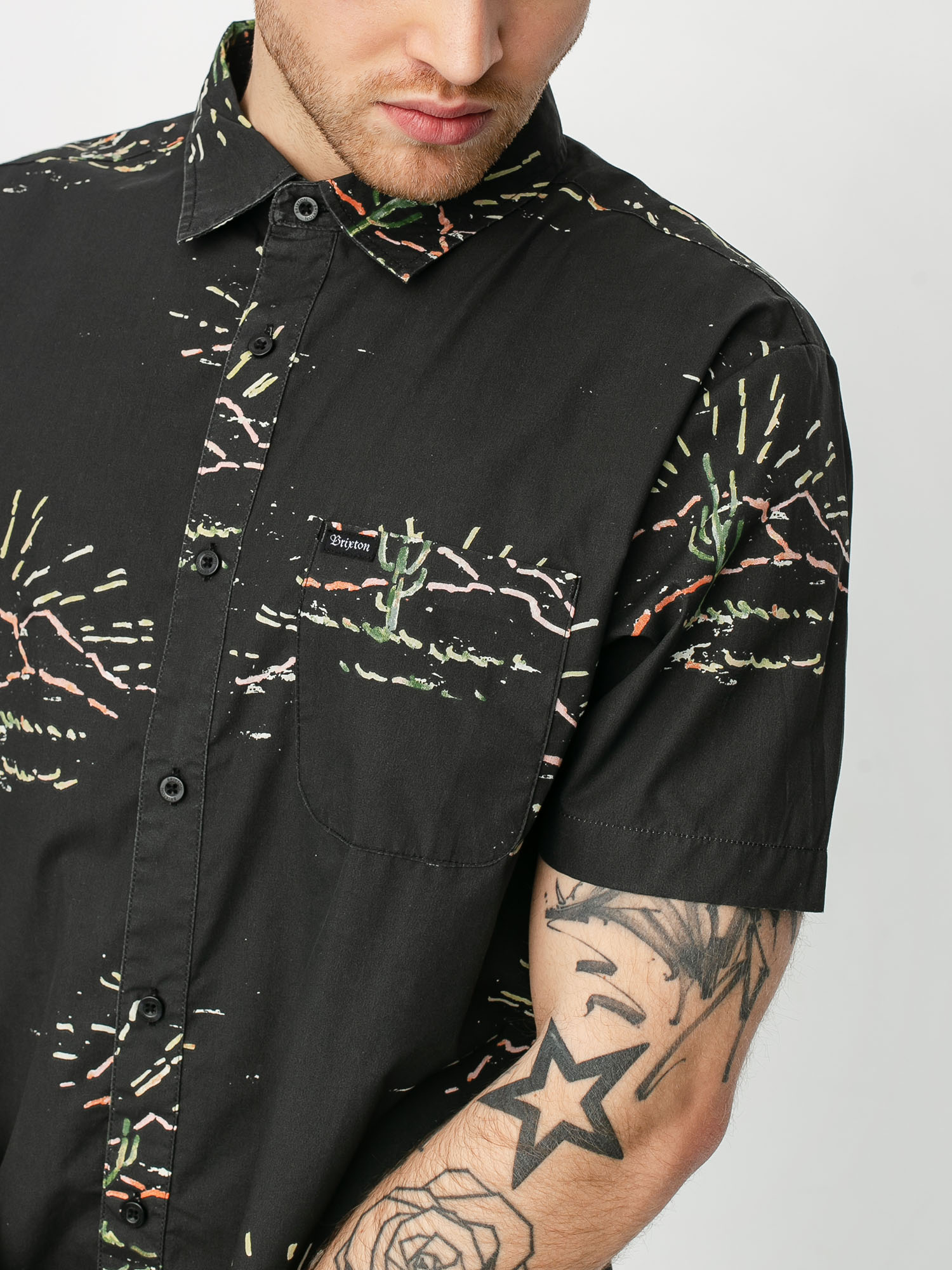 Koszula Brixton Charter Print Wvn (washed black)