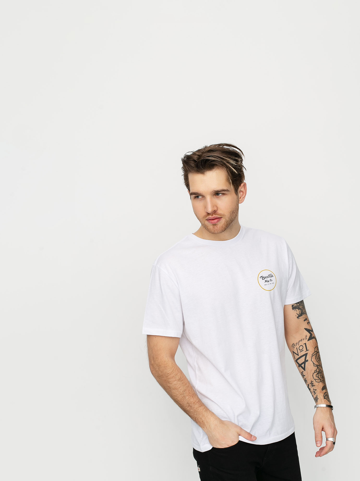 T-shirt Brixton Wheeler II Prem (white/sunset yellow)