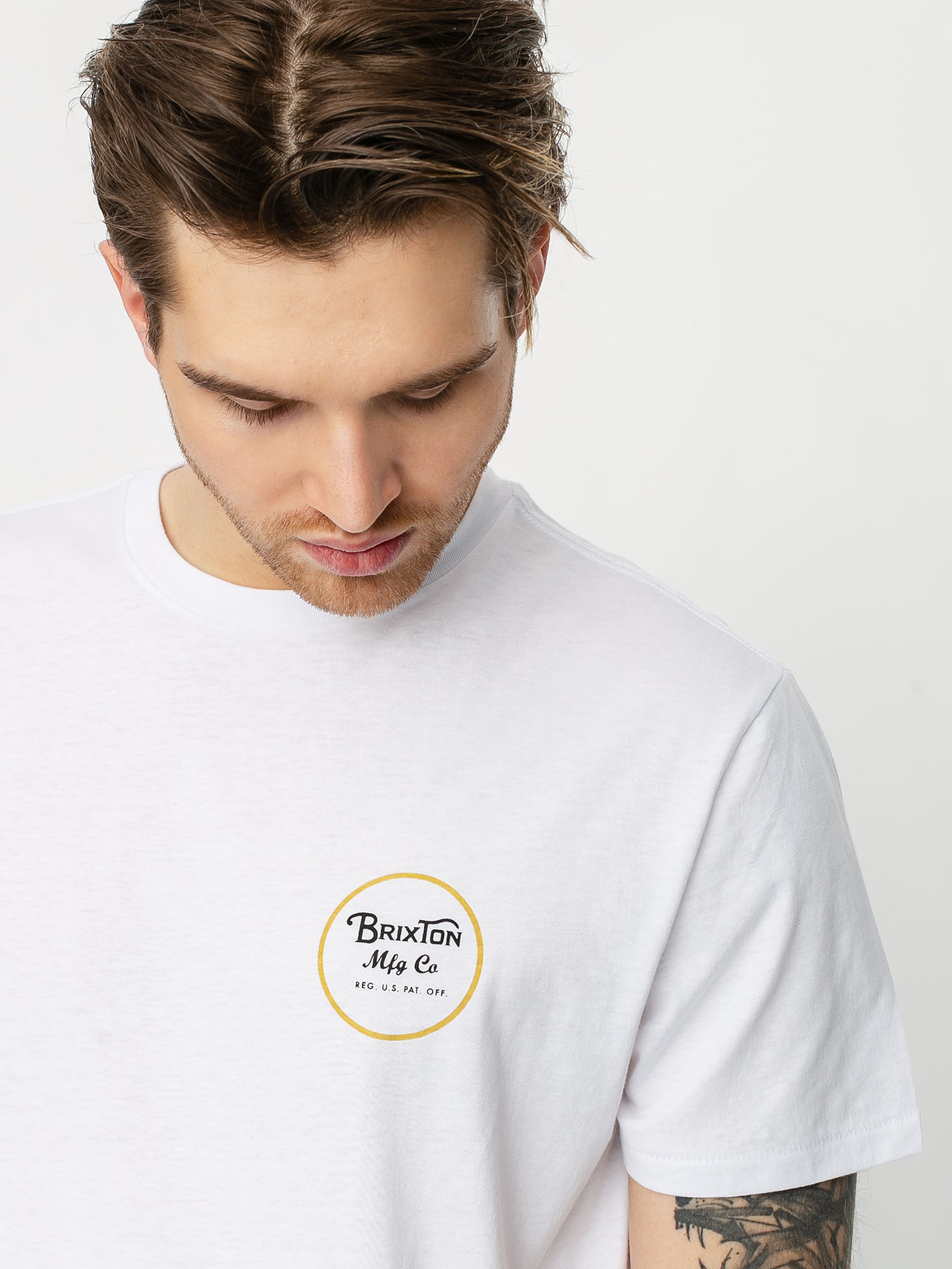 T-shirt Brixton Wheeler II Prem (white/sunset yellow)