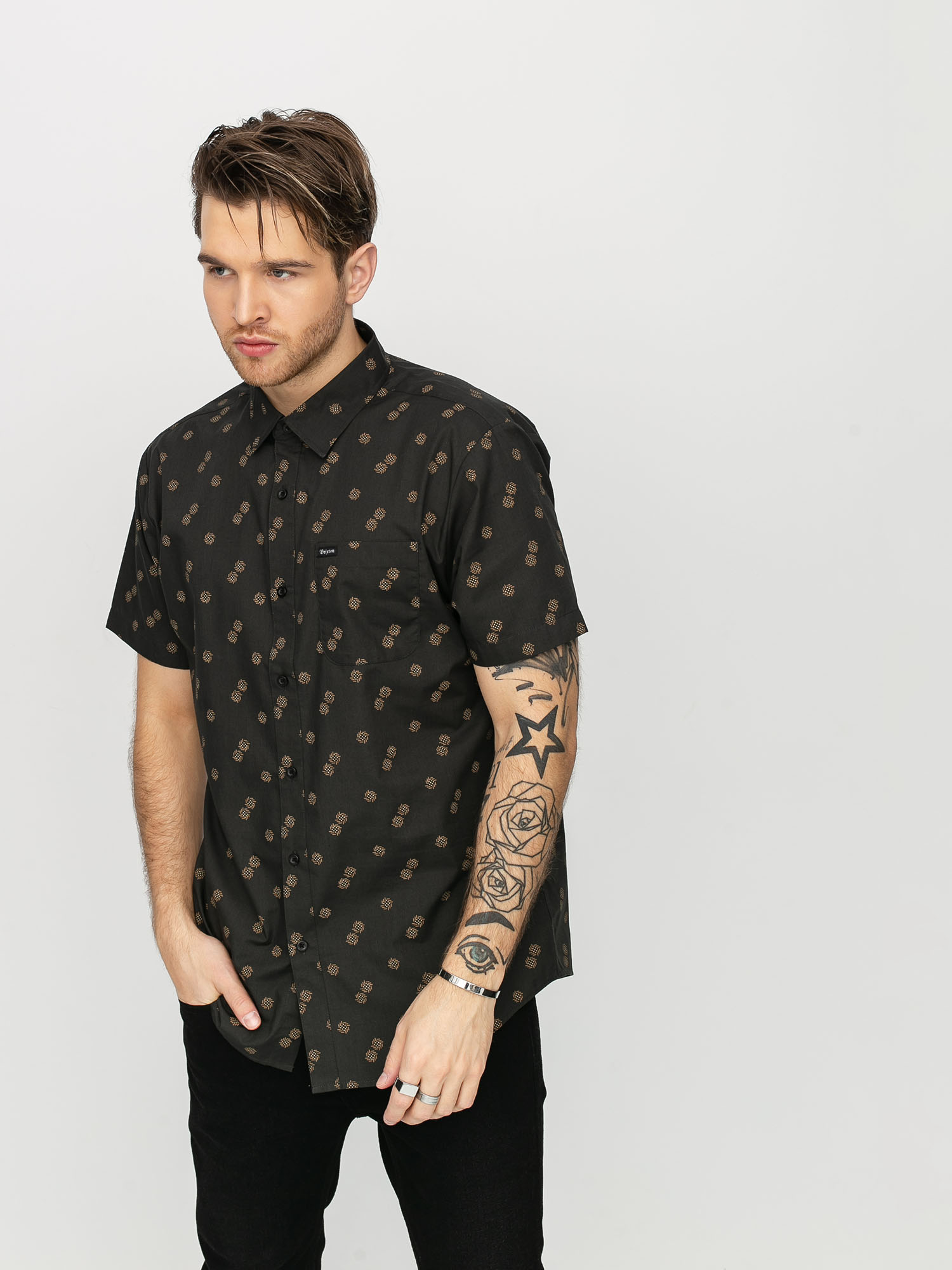 Koszula Brixton Charter Print Wvn (washed black/copper)