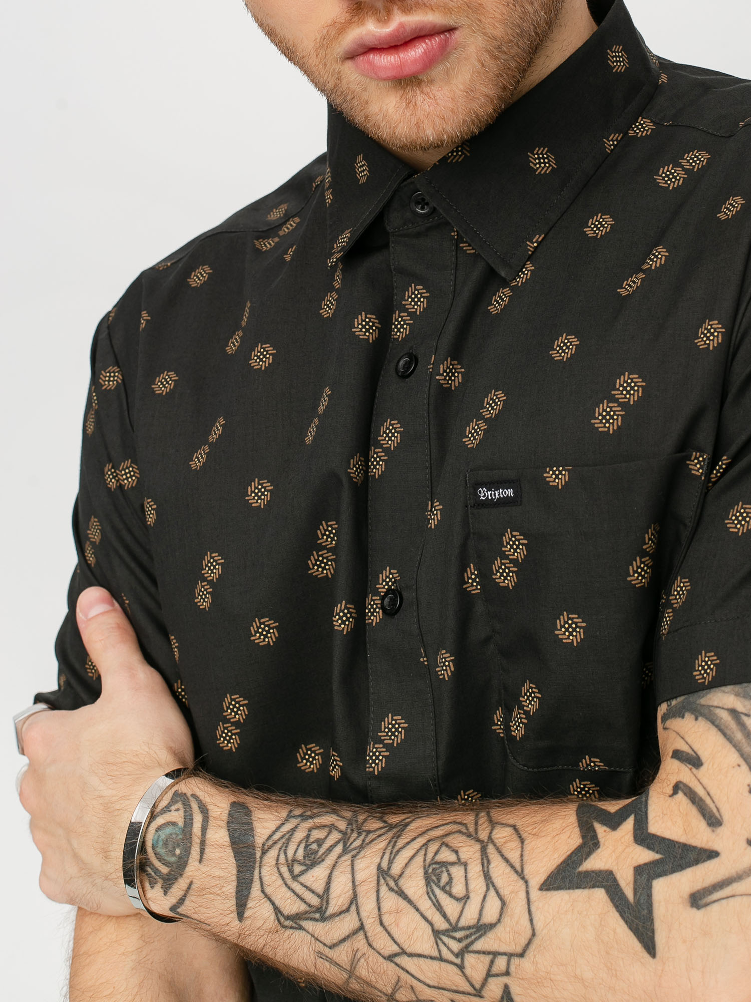 Koszula Brixton Charter Print Wvn (washed black/copper)