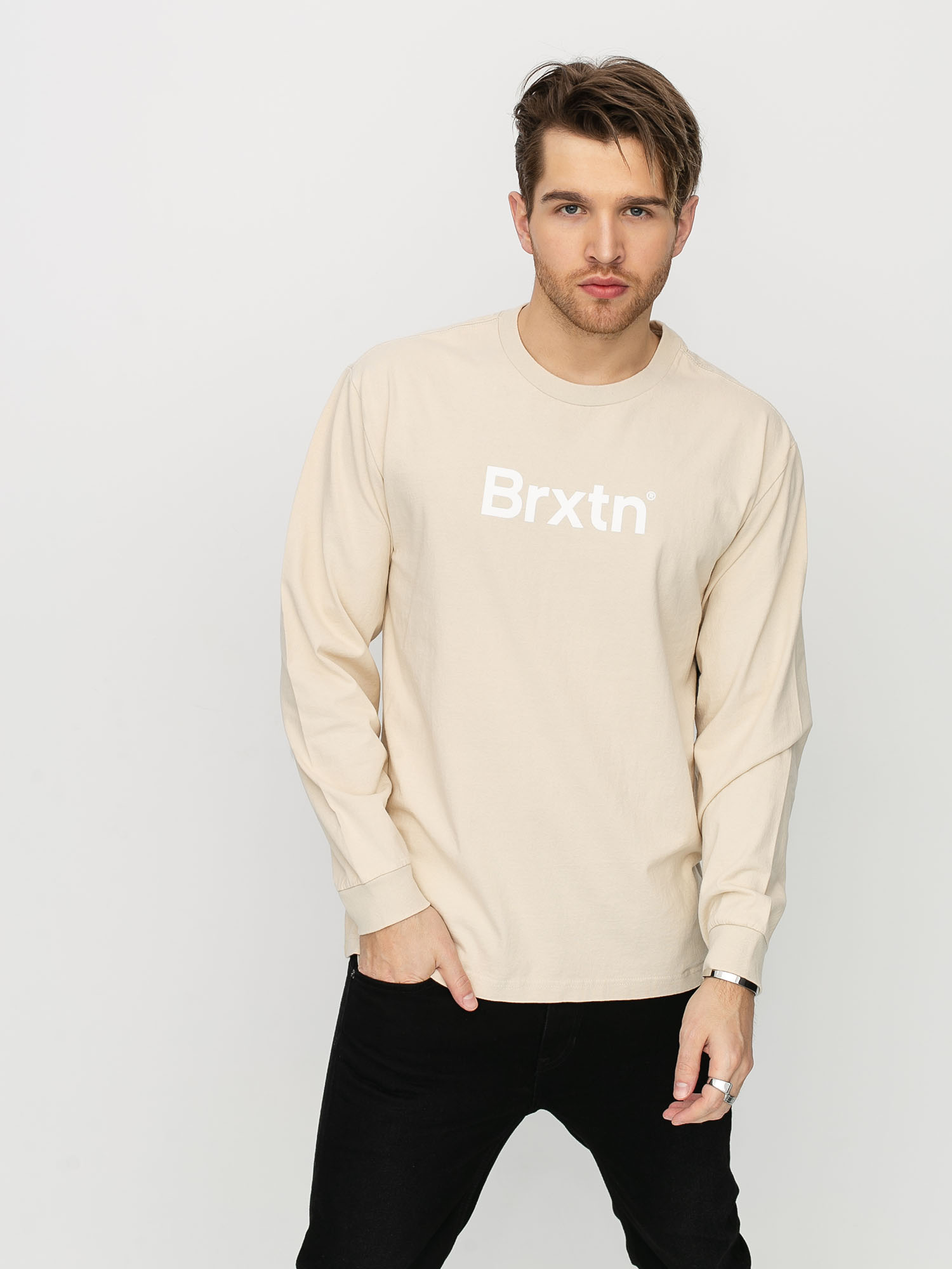 Longsleeve Brixton Crowd II (stone)