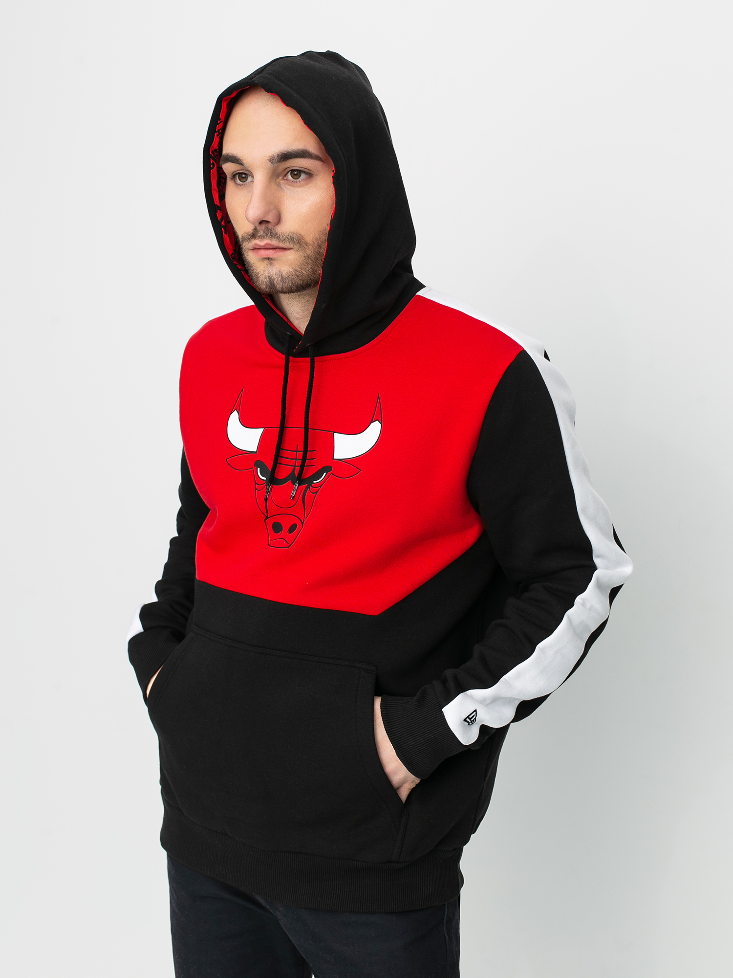Bluza z kapturem New Era Nba Colour Block Chicago Bulls HD (blkfdr)