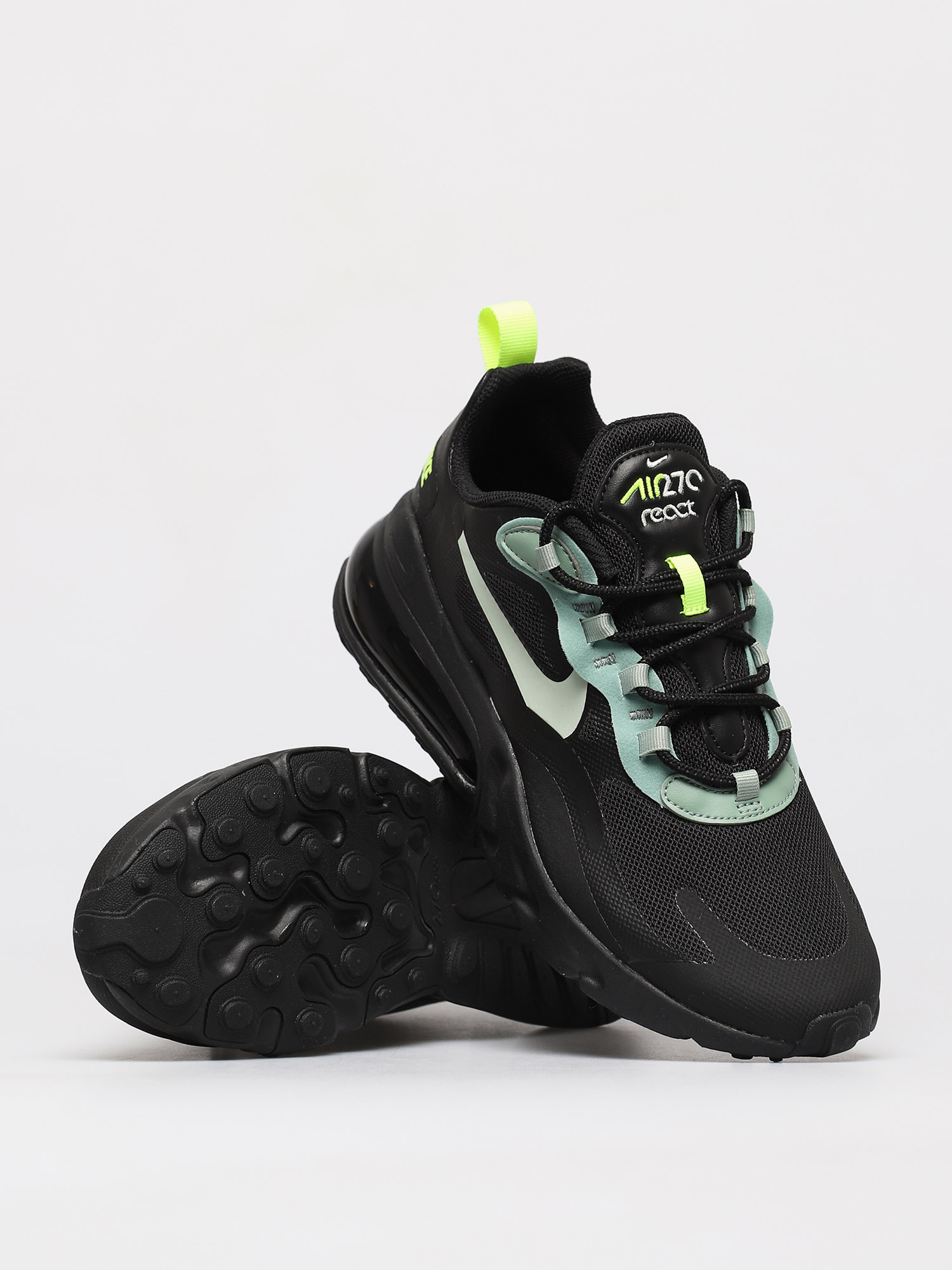 Buty Nike Air Max 270 React (black/pistachio frost silver pine volt)