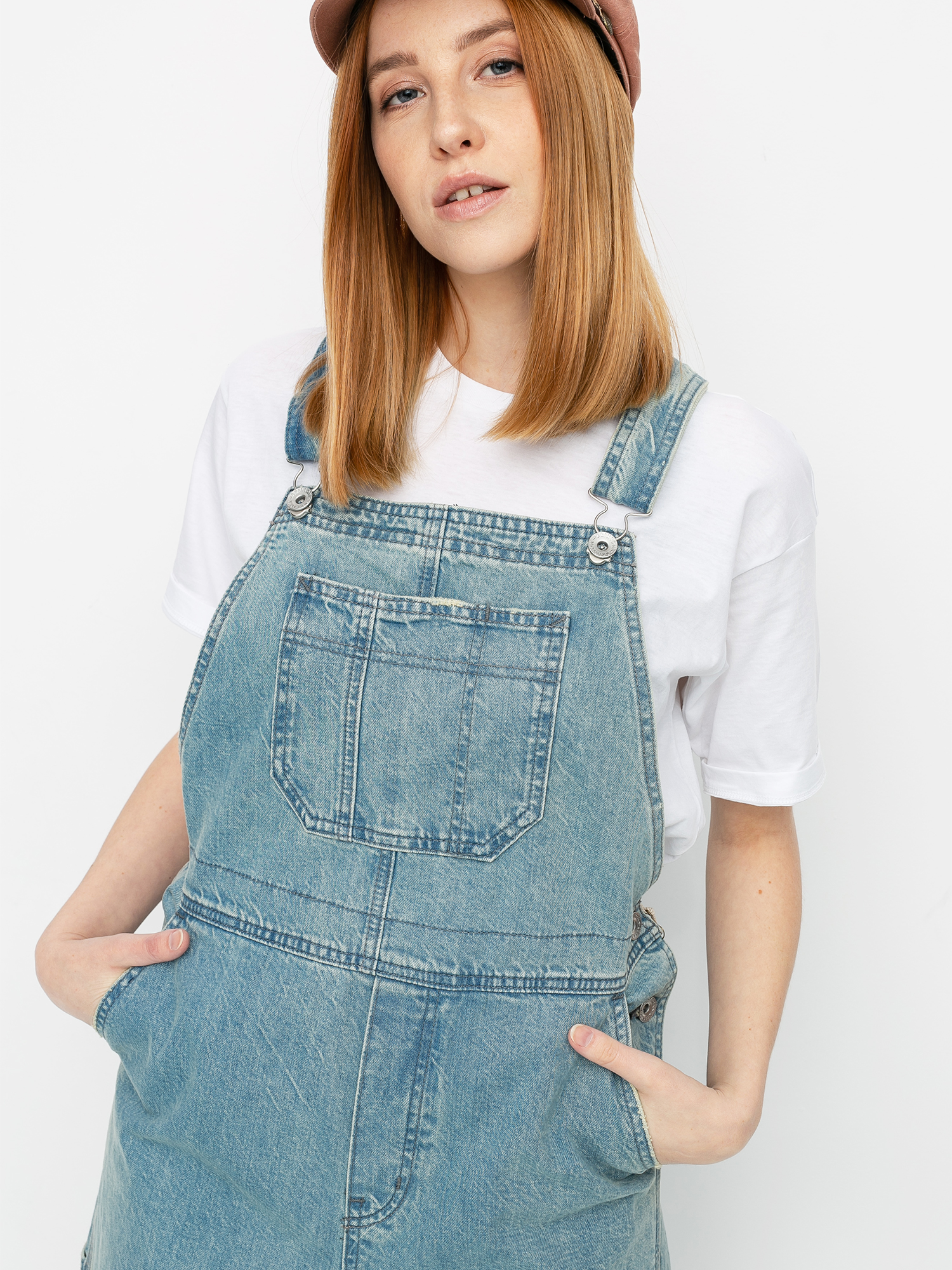 Spodnie Brixton Christina Crop Overall Wmn (faded indigo)