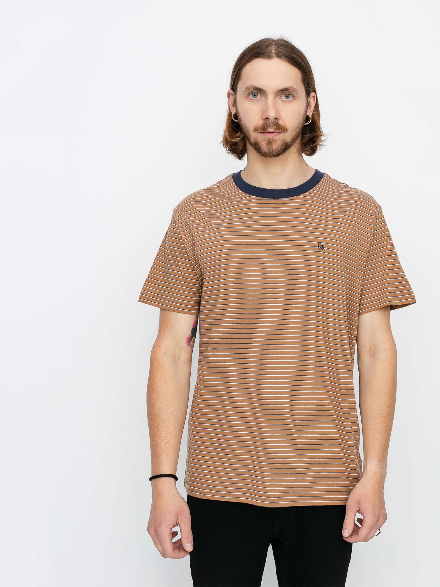 T-shirt Brixton Hilt Knit (coconut/washed navy/white)