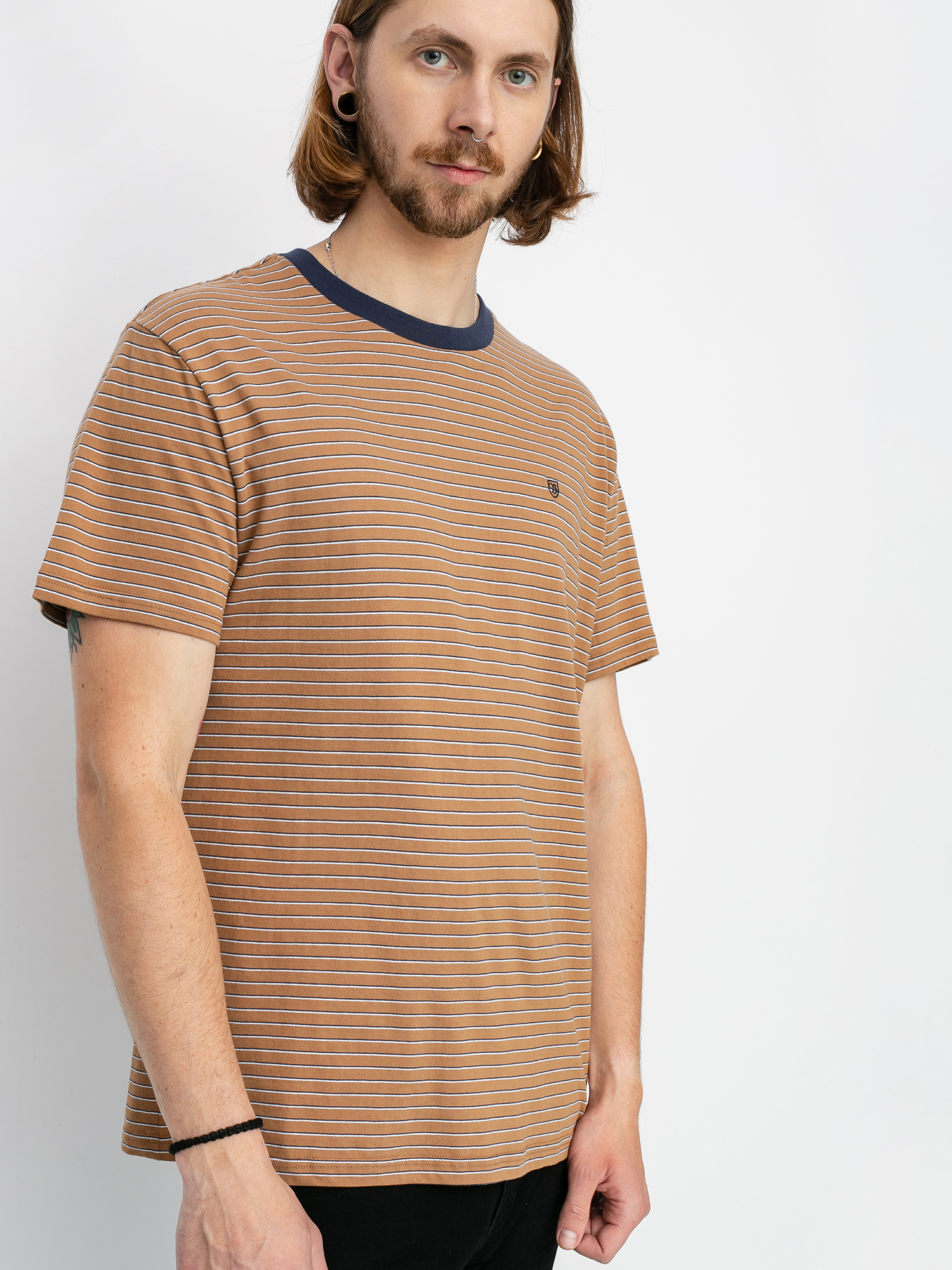 T-shirt Brixton Hilt Knit (coconut/washed navy/white)