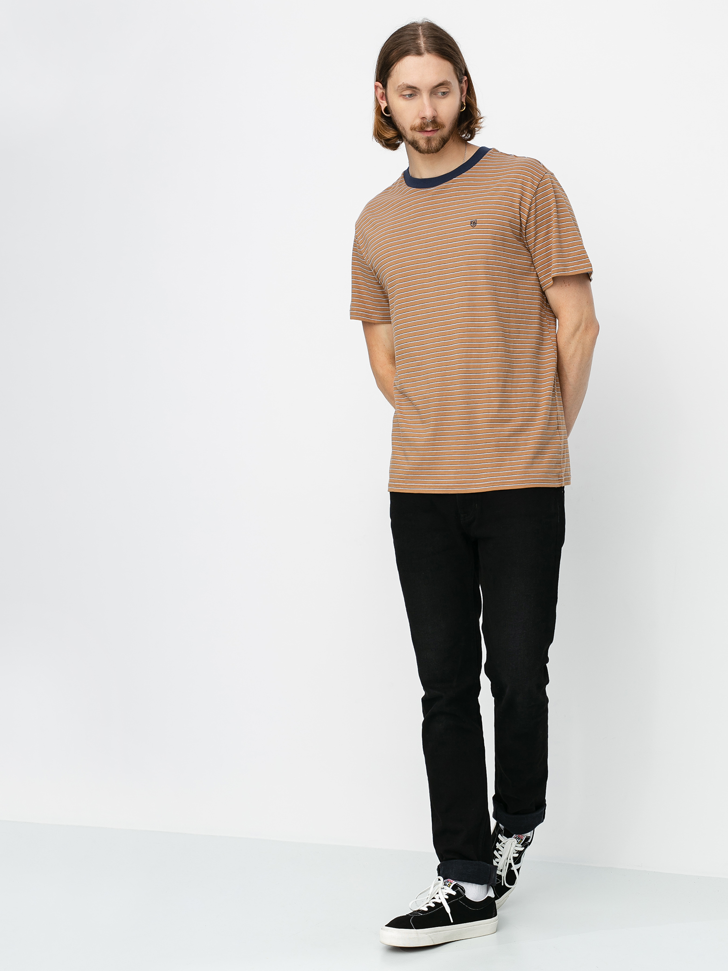 T-shirt Brixton Hilt Knit (coconut/washed navy/white)