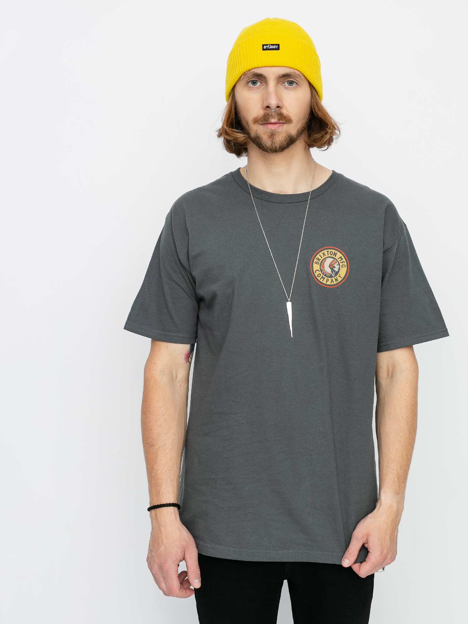 T-shirt Brixton Rival II Stnd (washed black/orange)