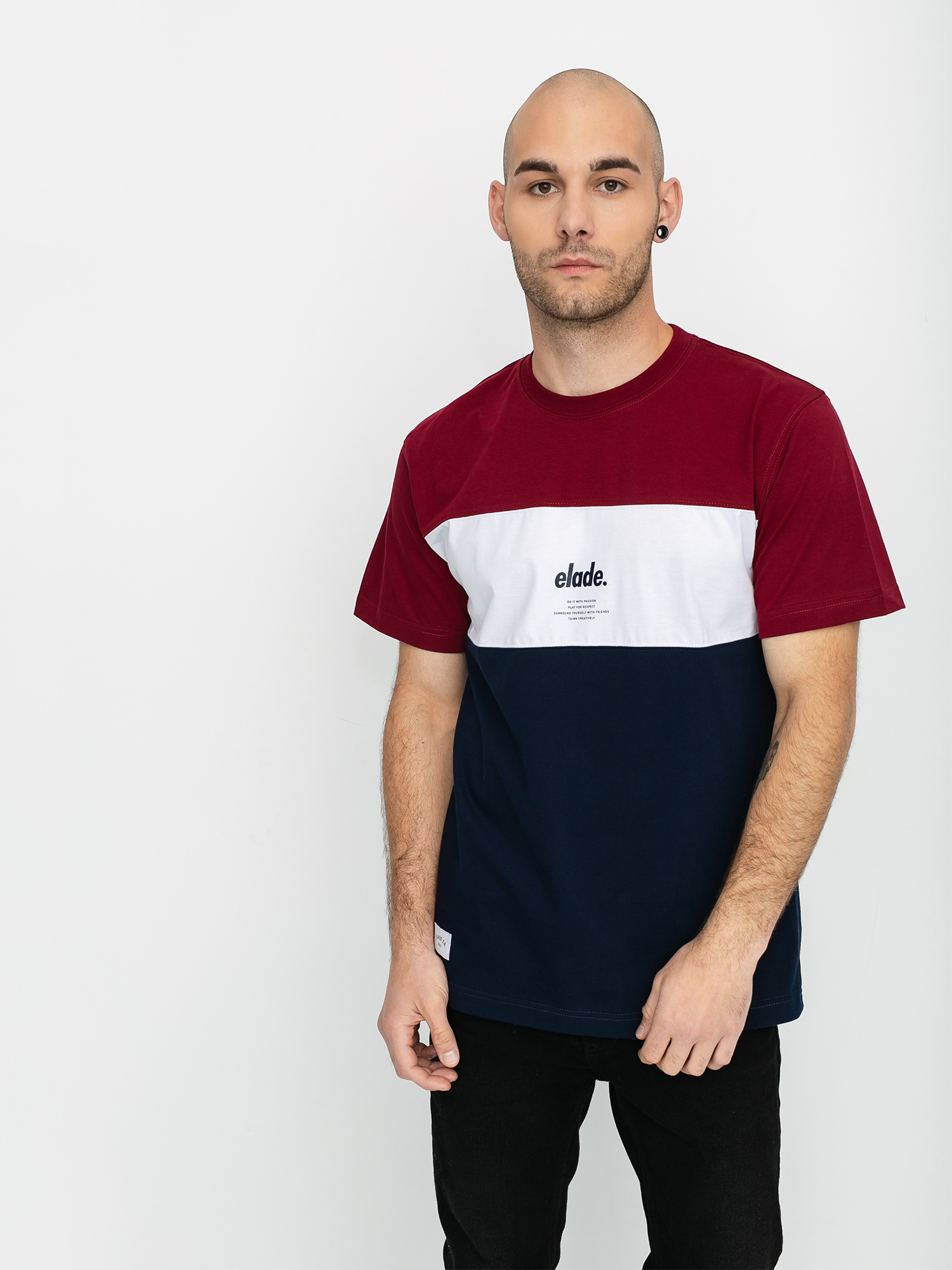 T-shirt Elade Colour Block (maroon/white/navy)