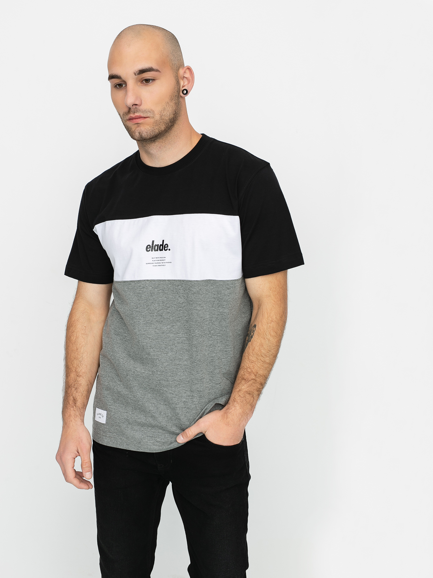 T-shirt Elade Colour Block (black/white/grey)