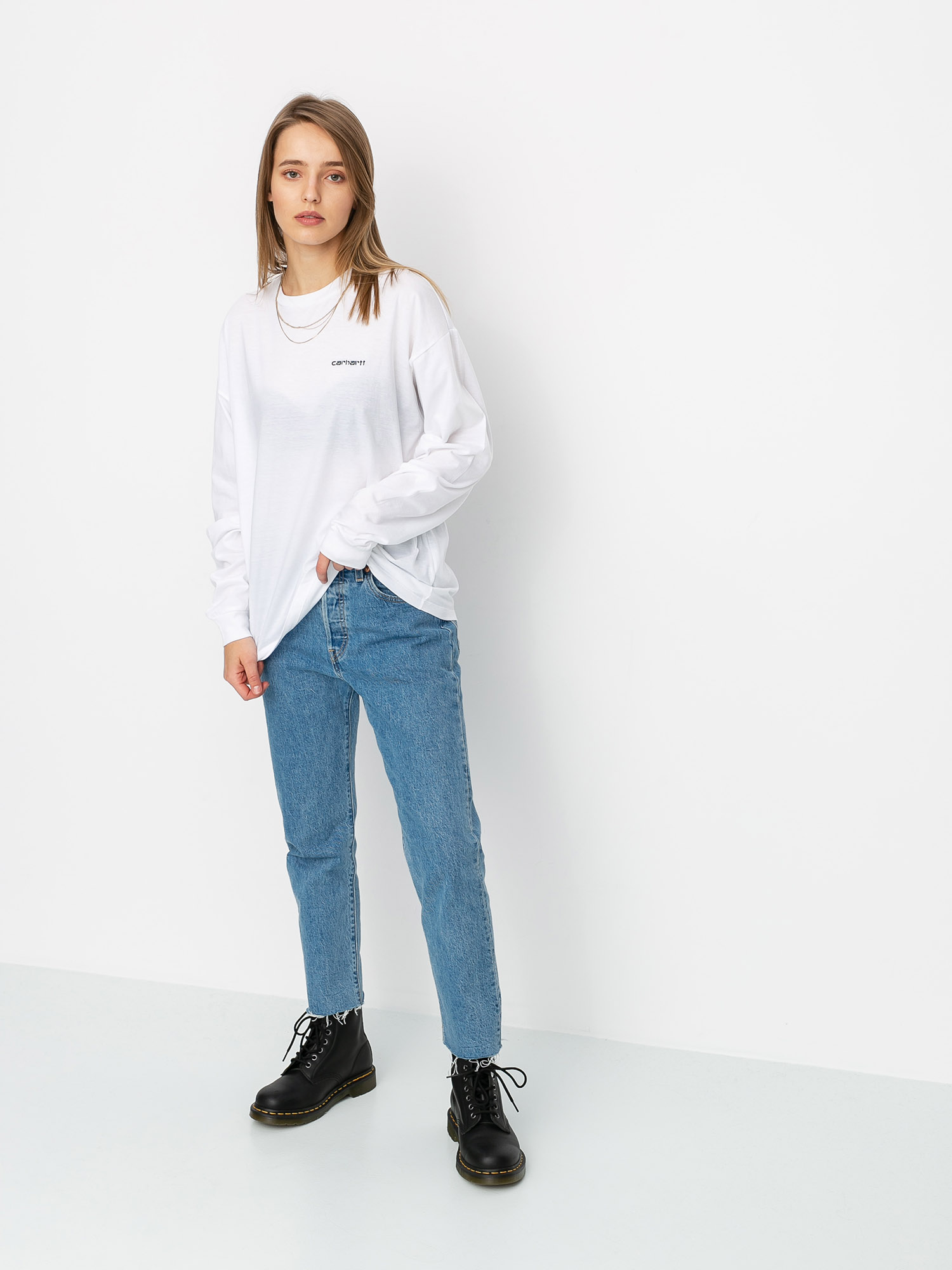Longsleeve Carhartt WIP Script Embroidery Wmn (white/black)