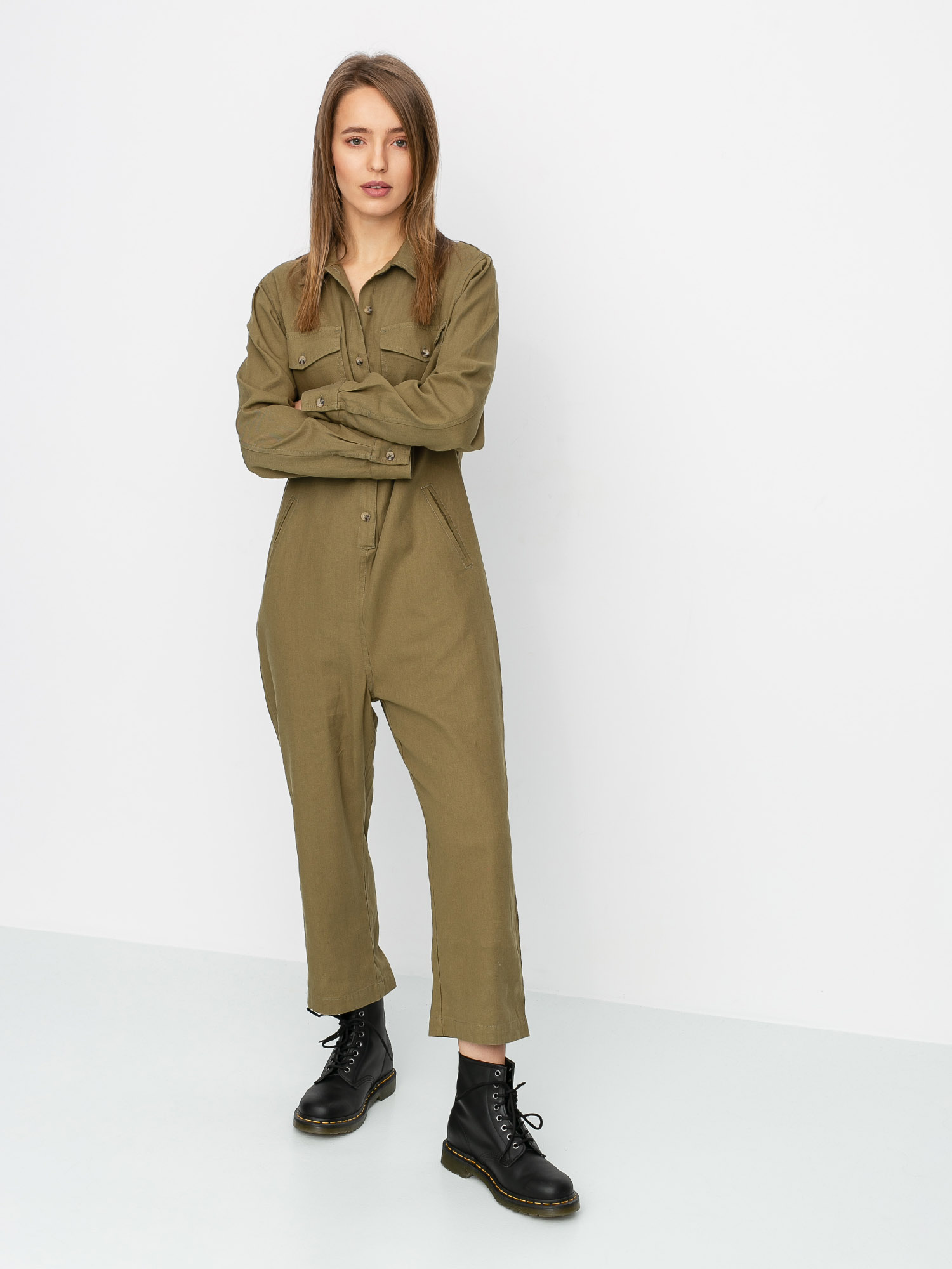 Damski Kombinezon Brixton Melbourne Crop Coverall (washed olive)