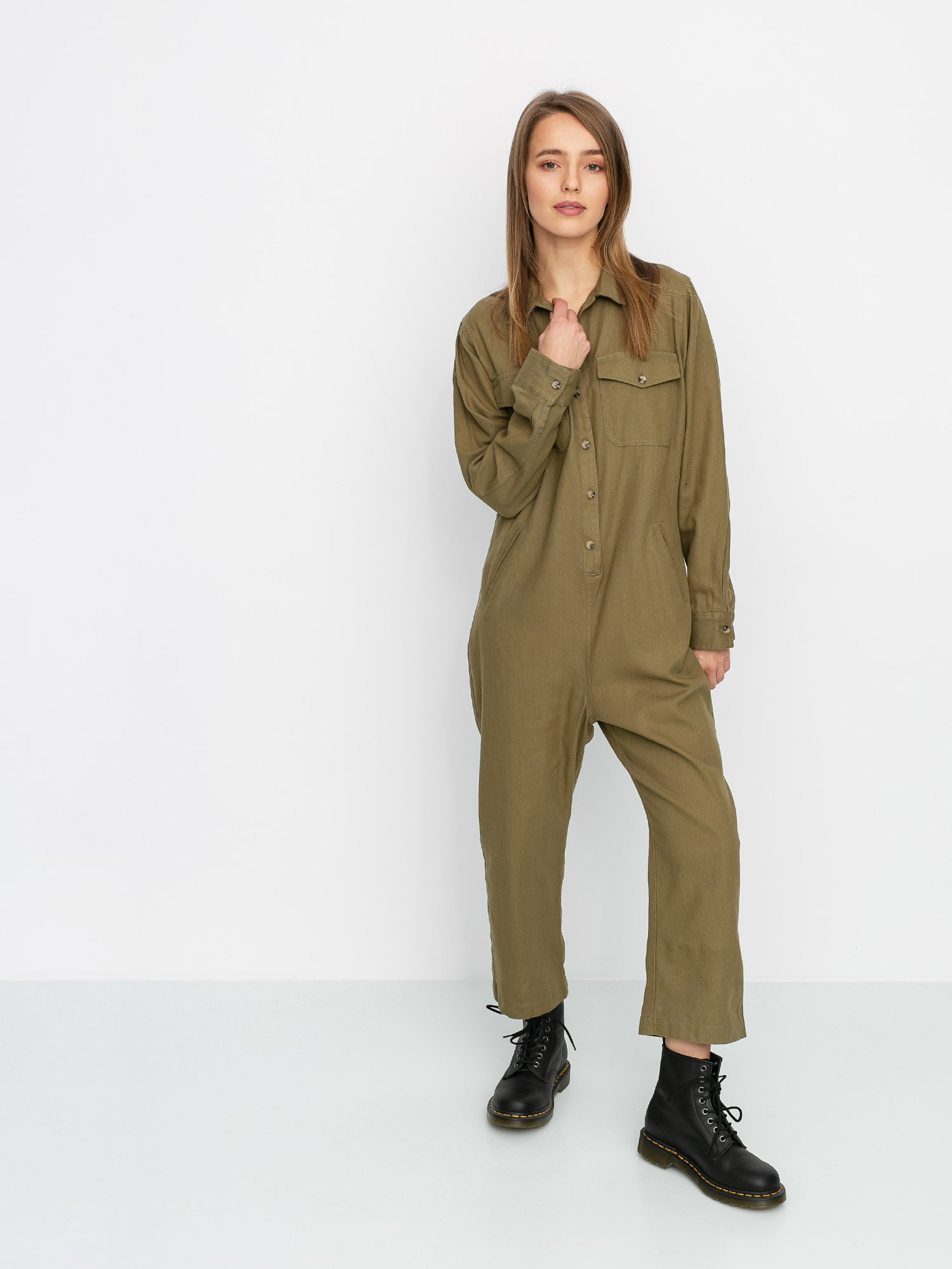 Damski Kombinezon Brixton Melbourne Crop Coverall (washed olive)
