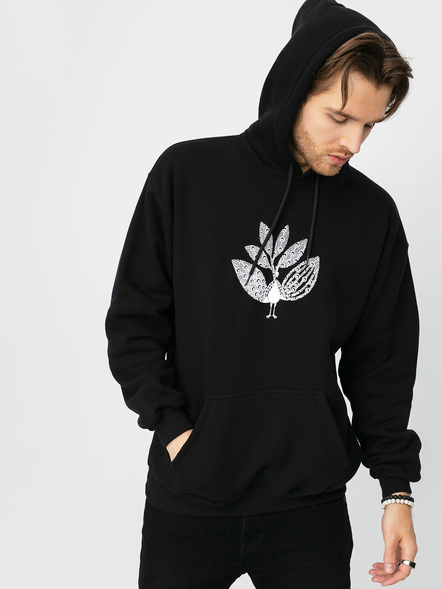 Bluza z kapturem Magenta Peacock HD (black)