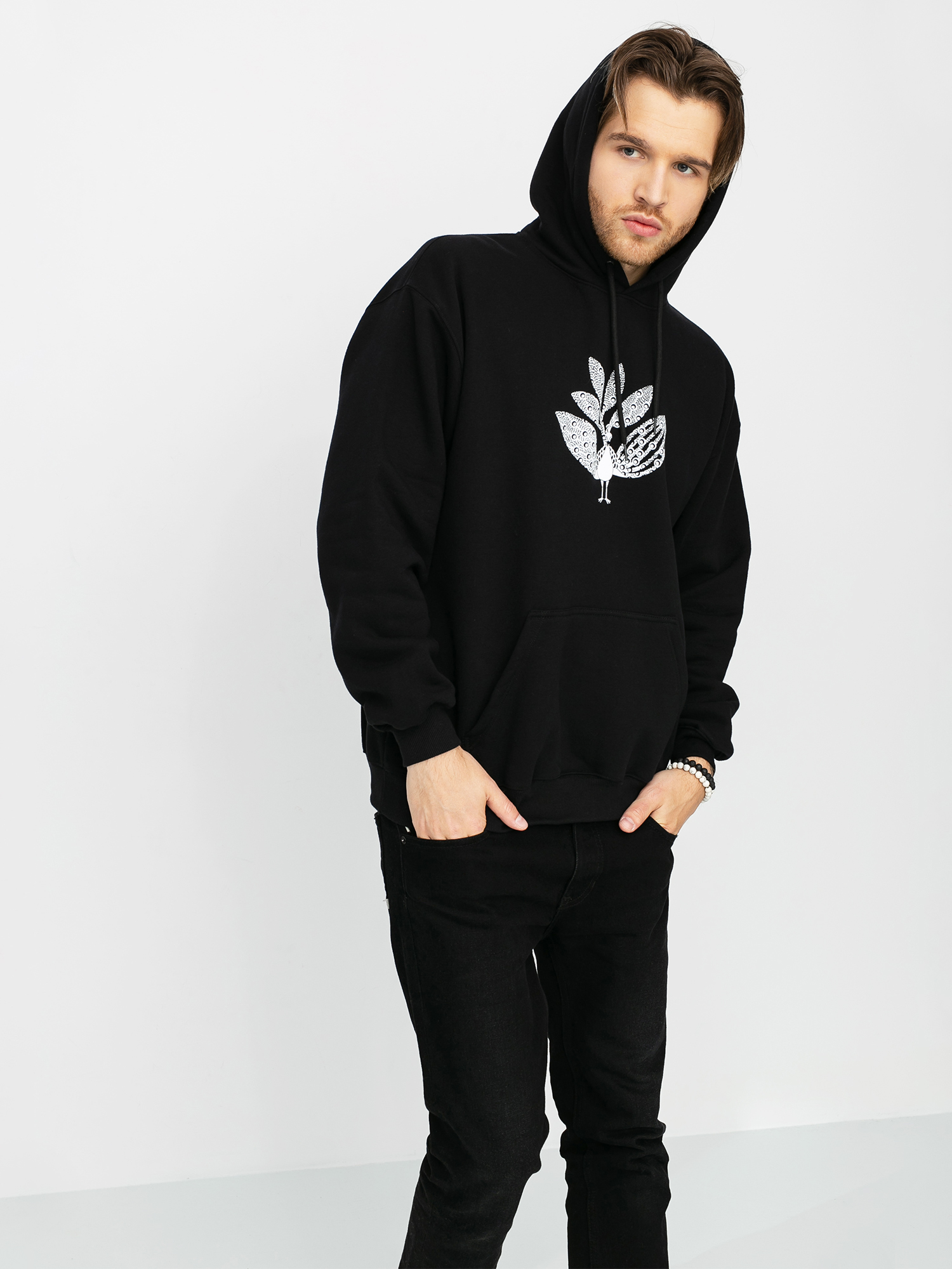 Bluza z kapturem Magenta Peacock HD (black)
