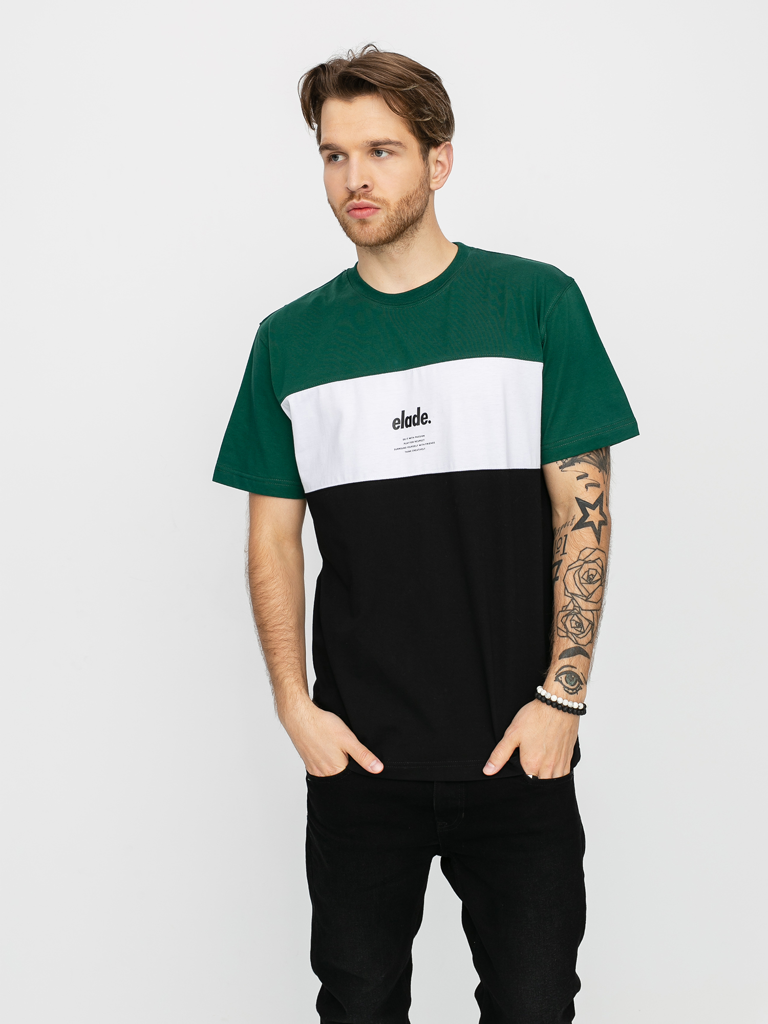 T-shirt Elade Colour Block (green/white/black)