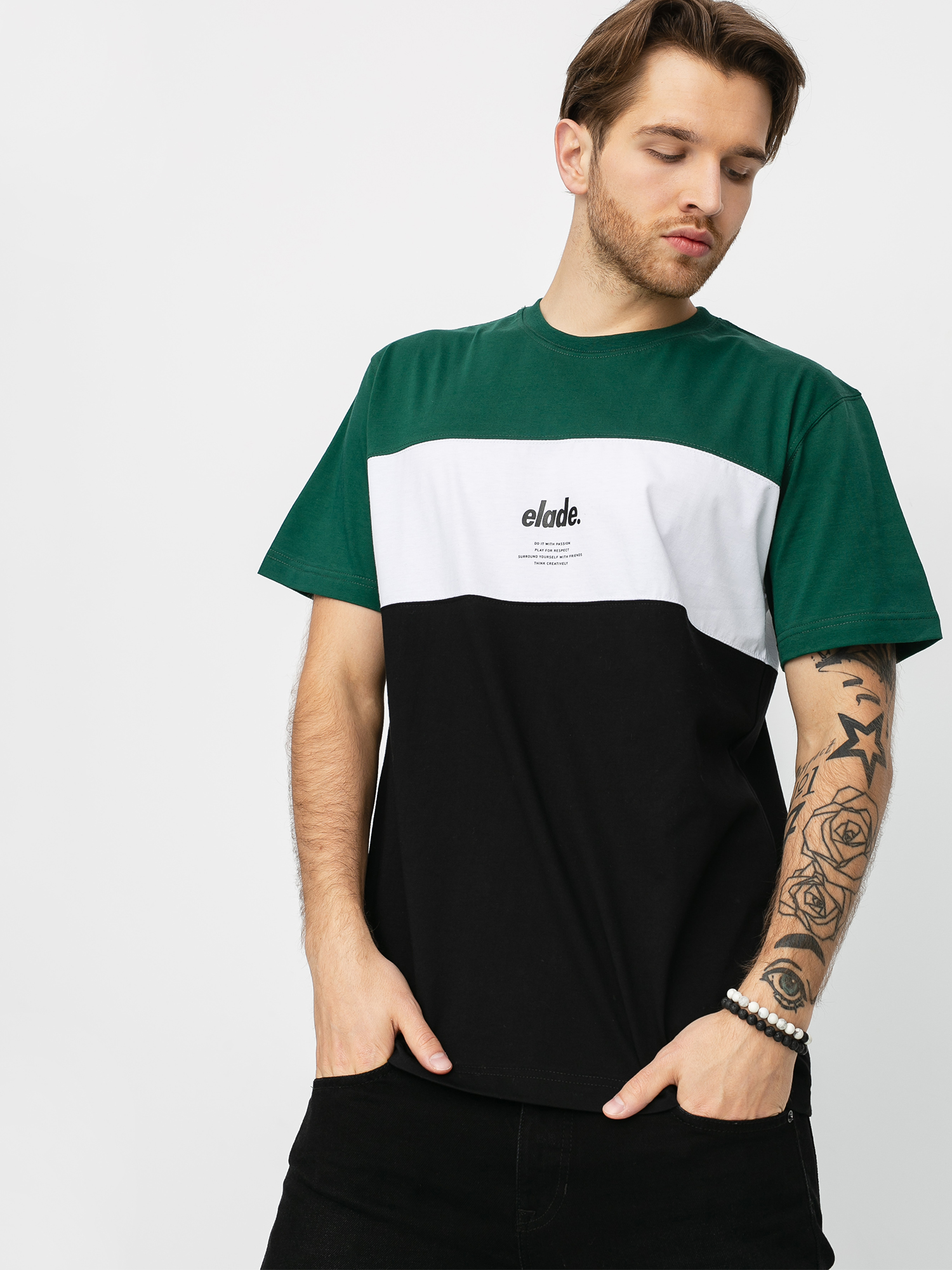 T-shirt Elade Colour Block (green/white/black)