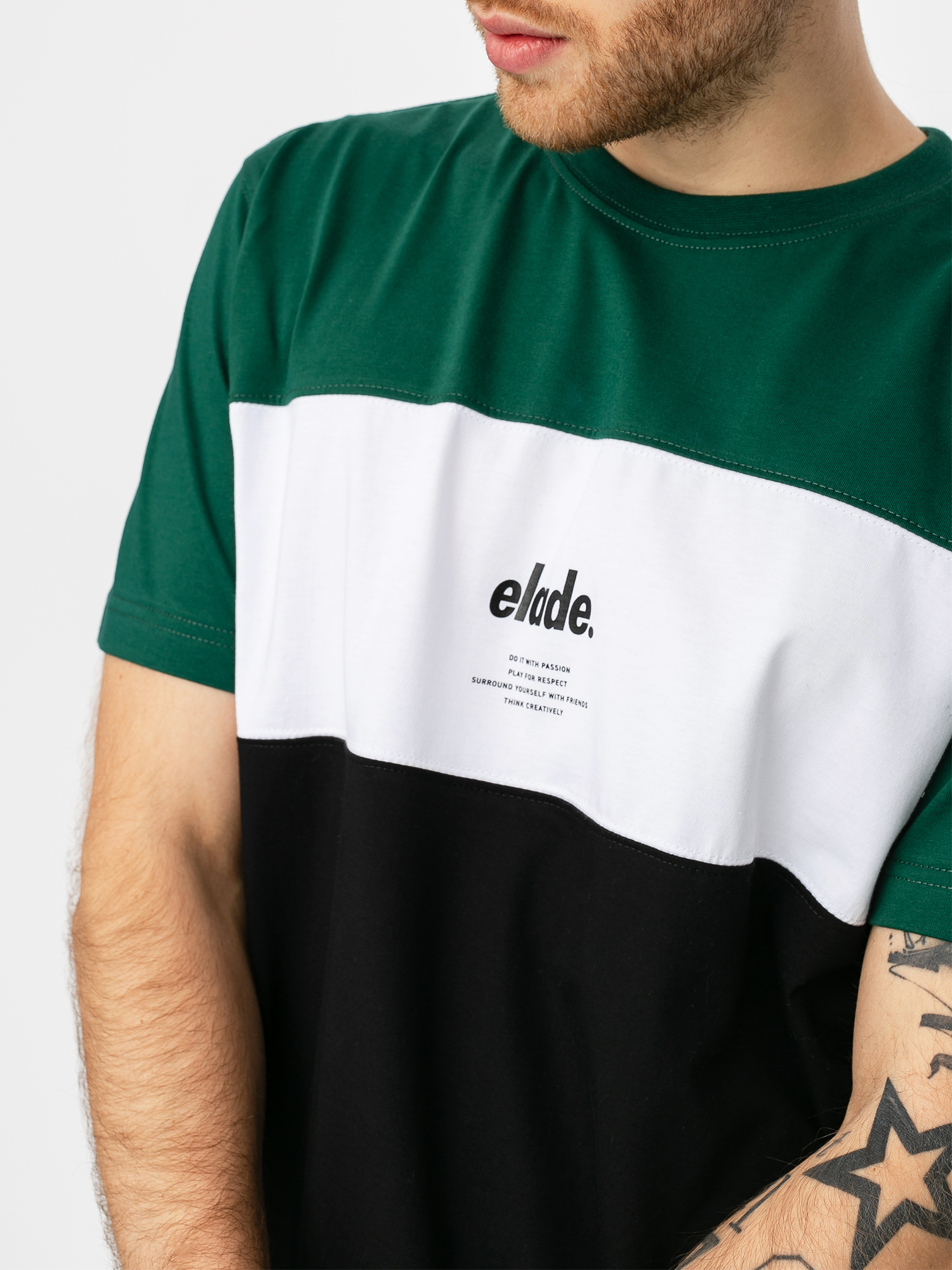 T-shirt Elade Colour Block (green/white/black)