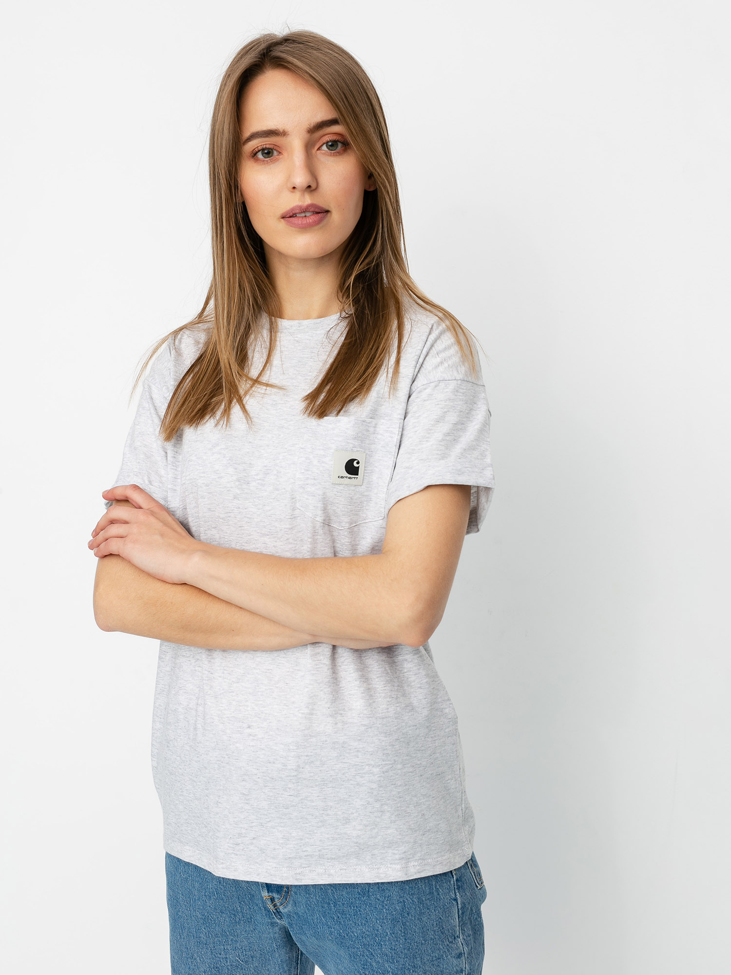 T-shirt Carhartt WIP Carrie Pocket Wmn (ash heather/white)