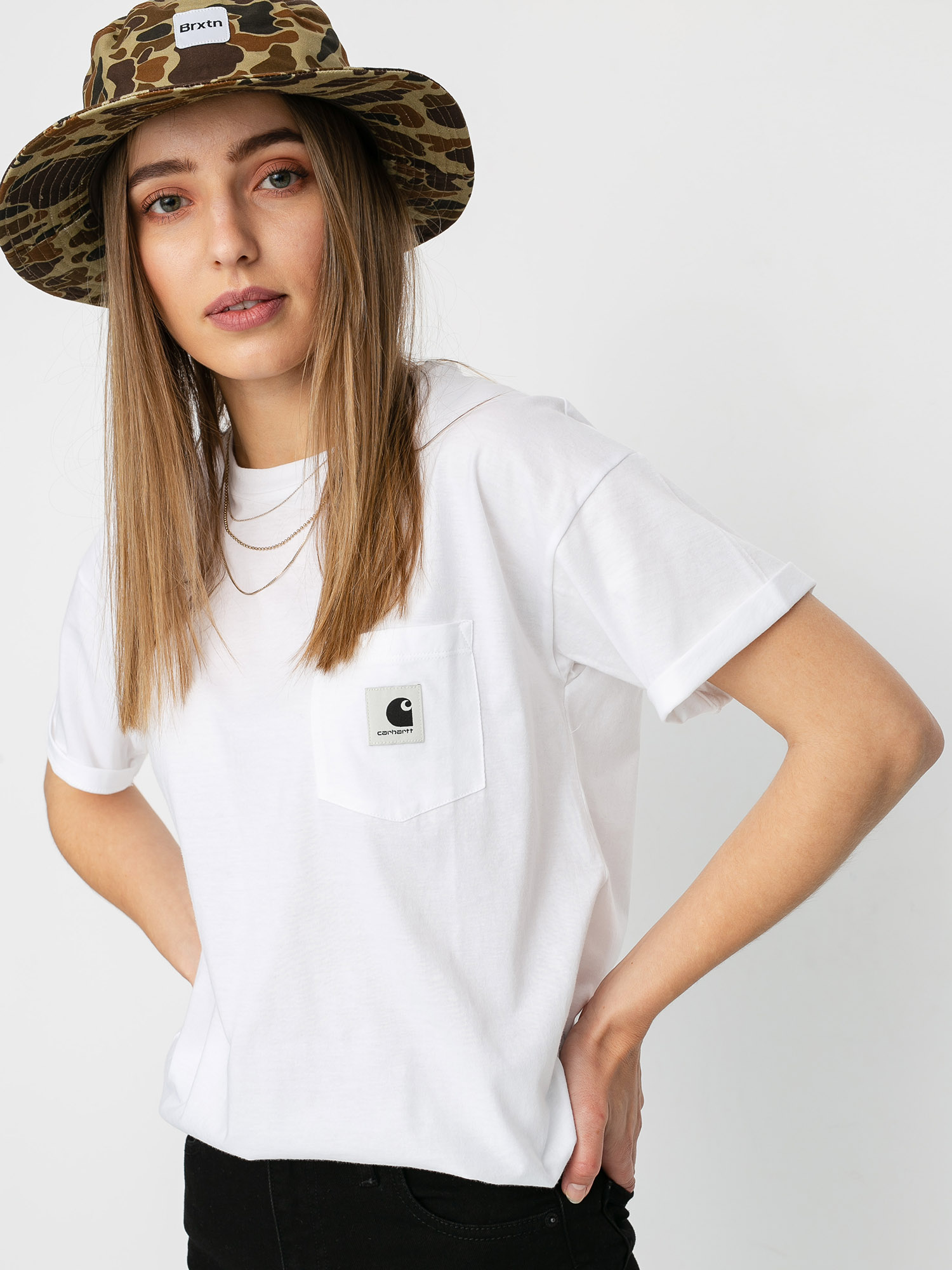 T-shirt Carhartt WIP Carrie Pocket Wmn (white/ash heather)
