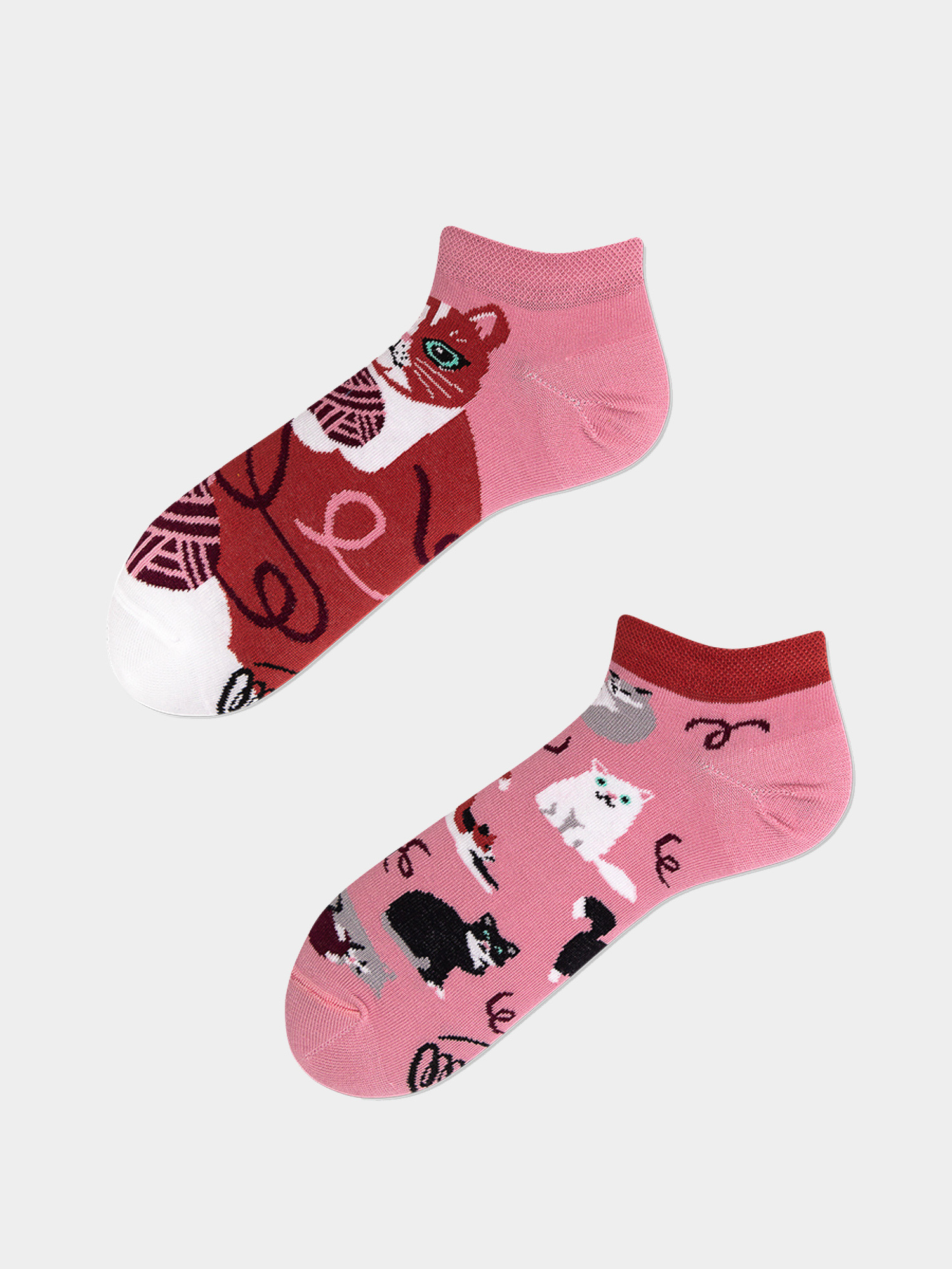 Skarpetki Many Mornings Playful Cat Low (pink/burgundy)