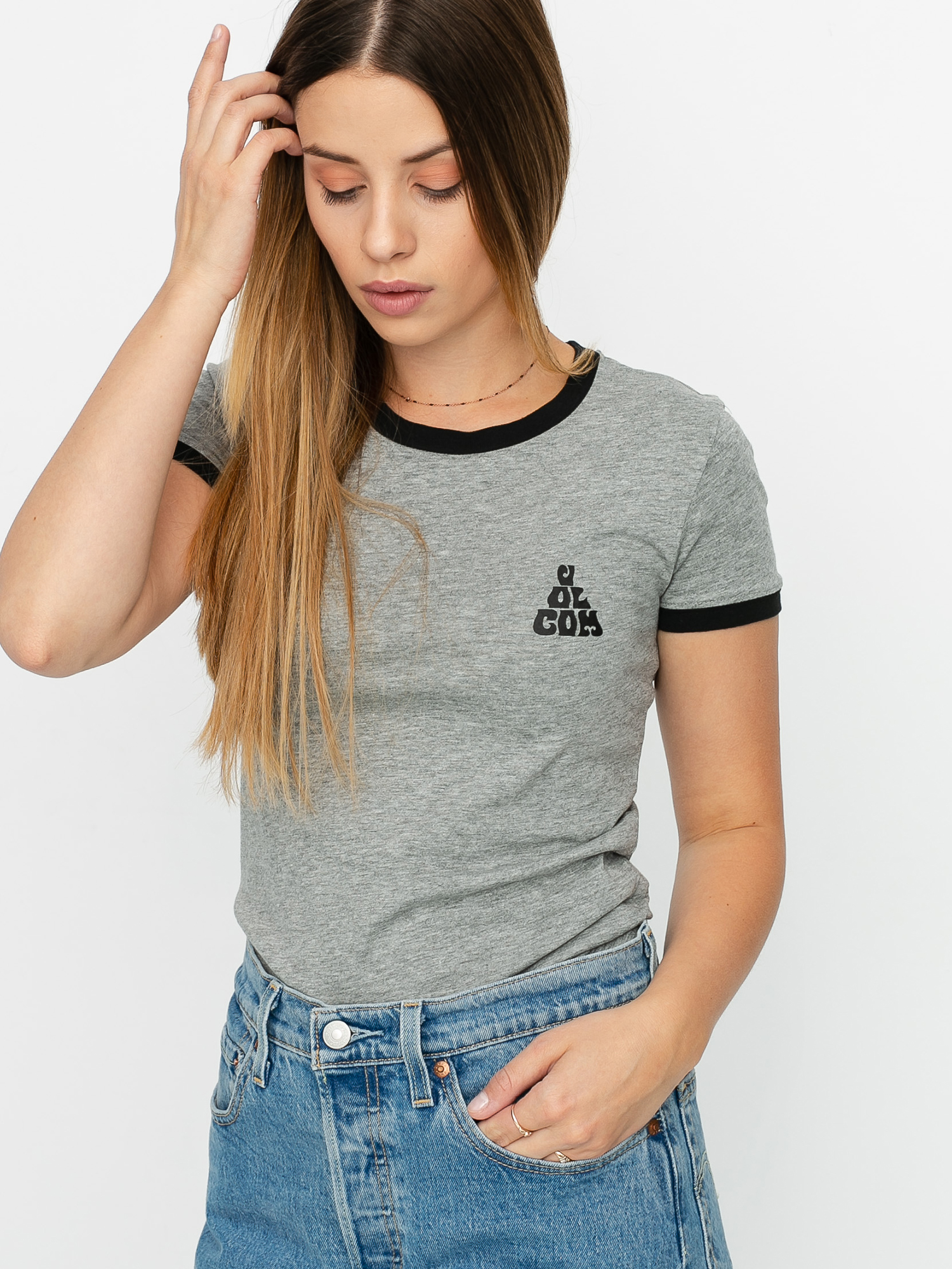 T-shirt Volcom Go Faster Ringer Wmn (heather grey)