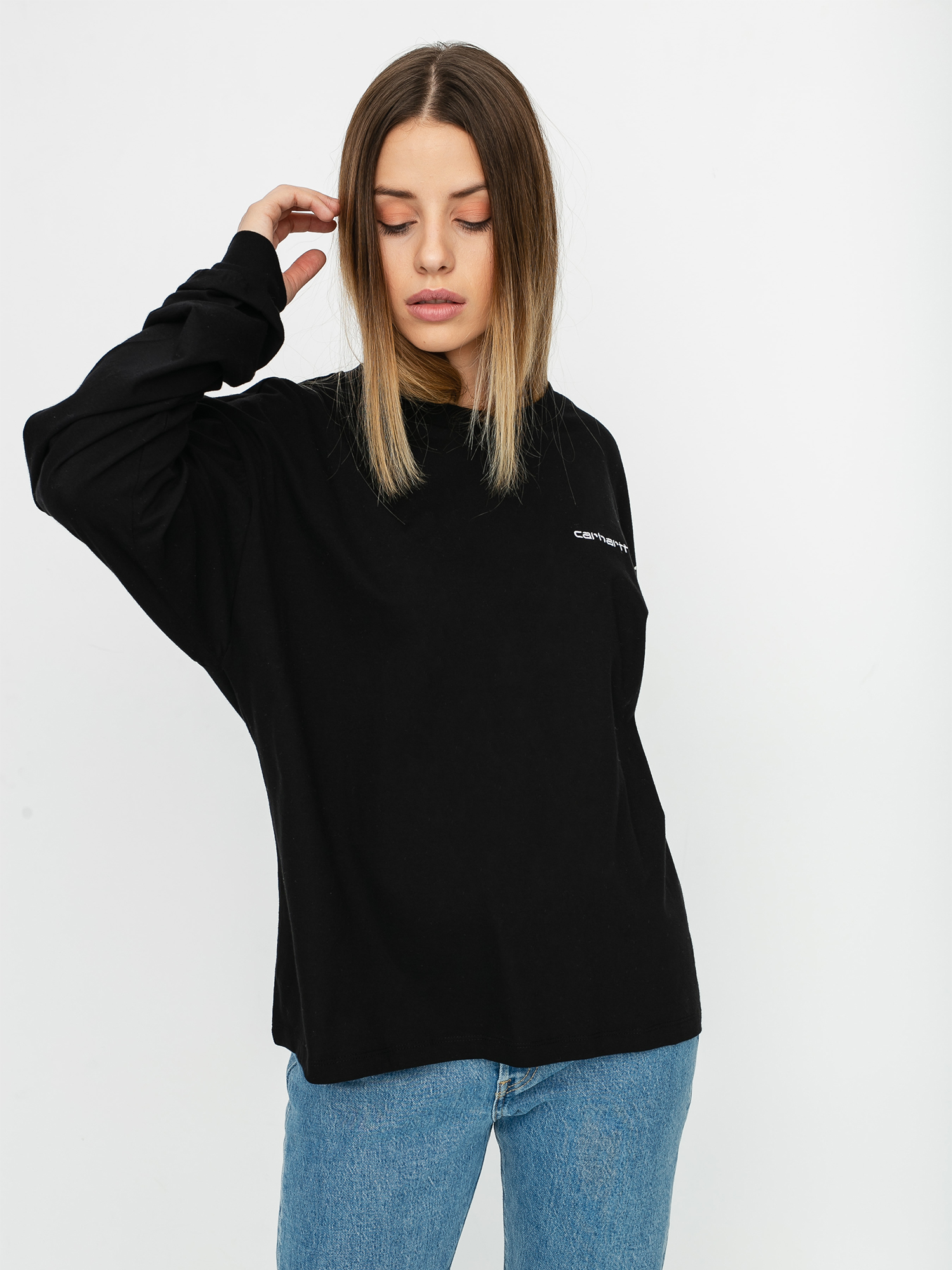Longsleeve Carhartt WIP Script Embroidery Wmn (black/white)
