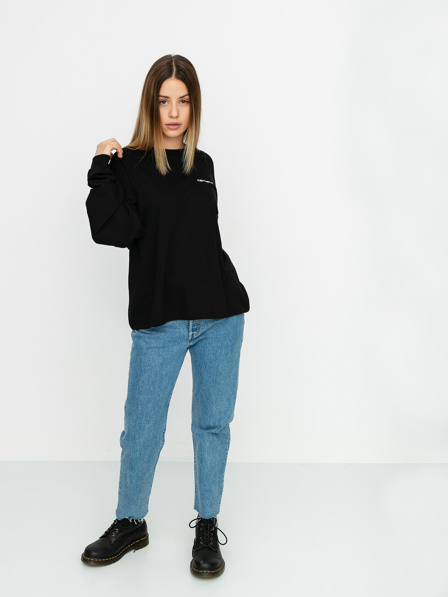 Longsleeve Carhartt WIP Script Embroidery Wmn (black/white)