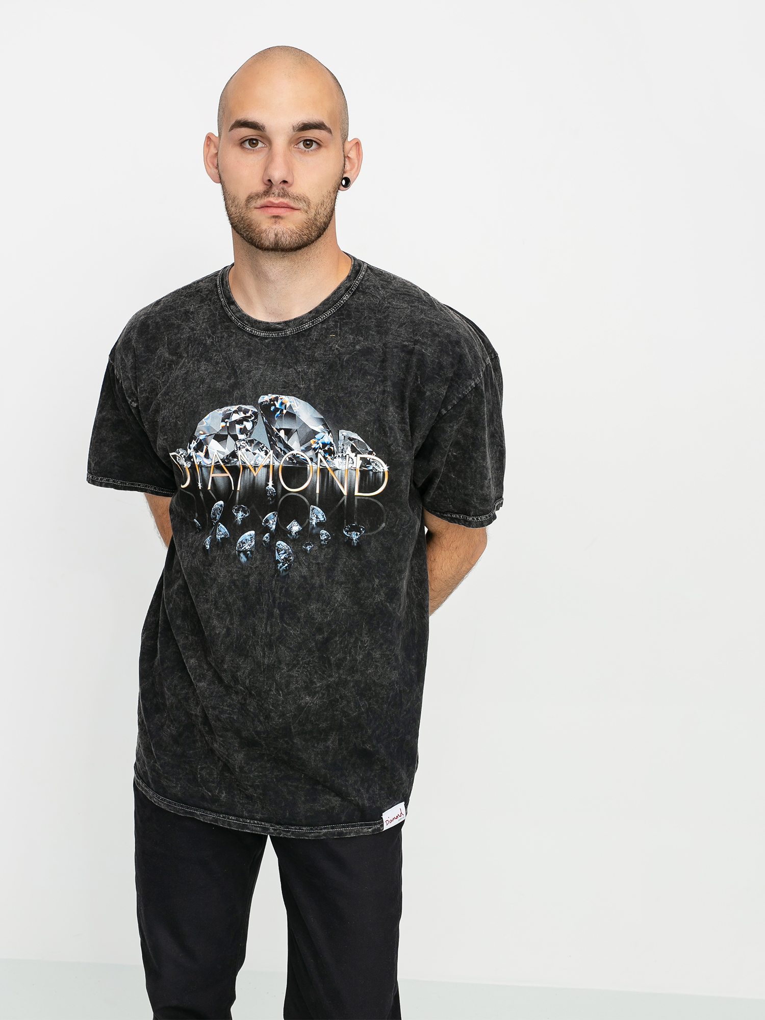 T-shirt Diamond Supply Co. Mirrored Mineral Wash (black)