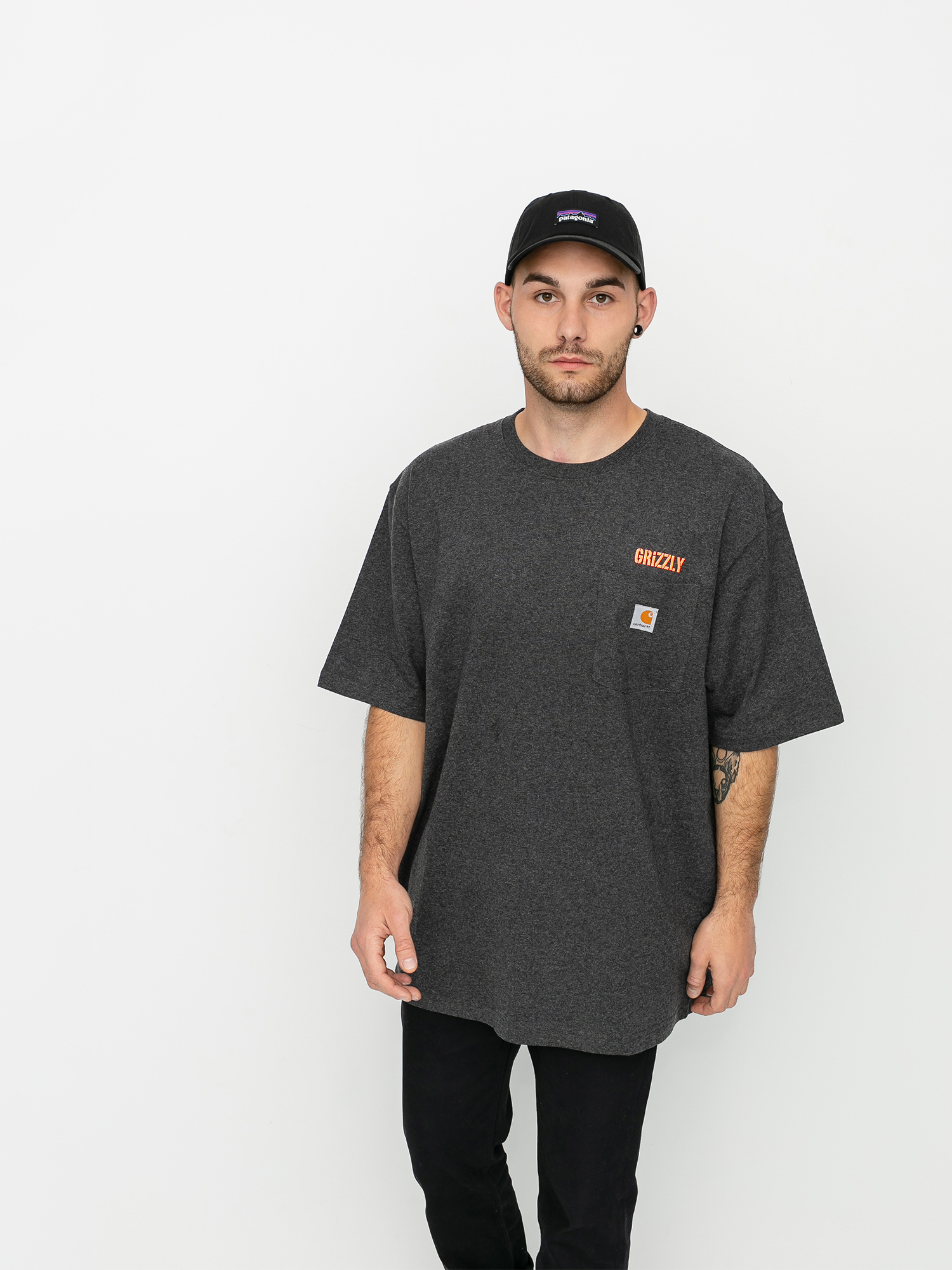 T-shirt Grizzly Griptape X Carhartt Stamp Work Pocket (heather charcoal)